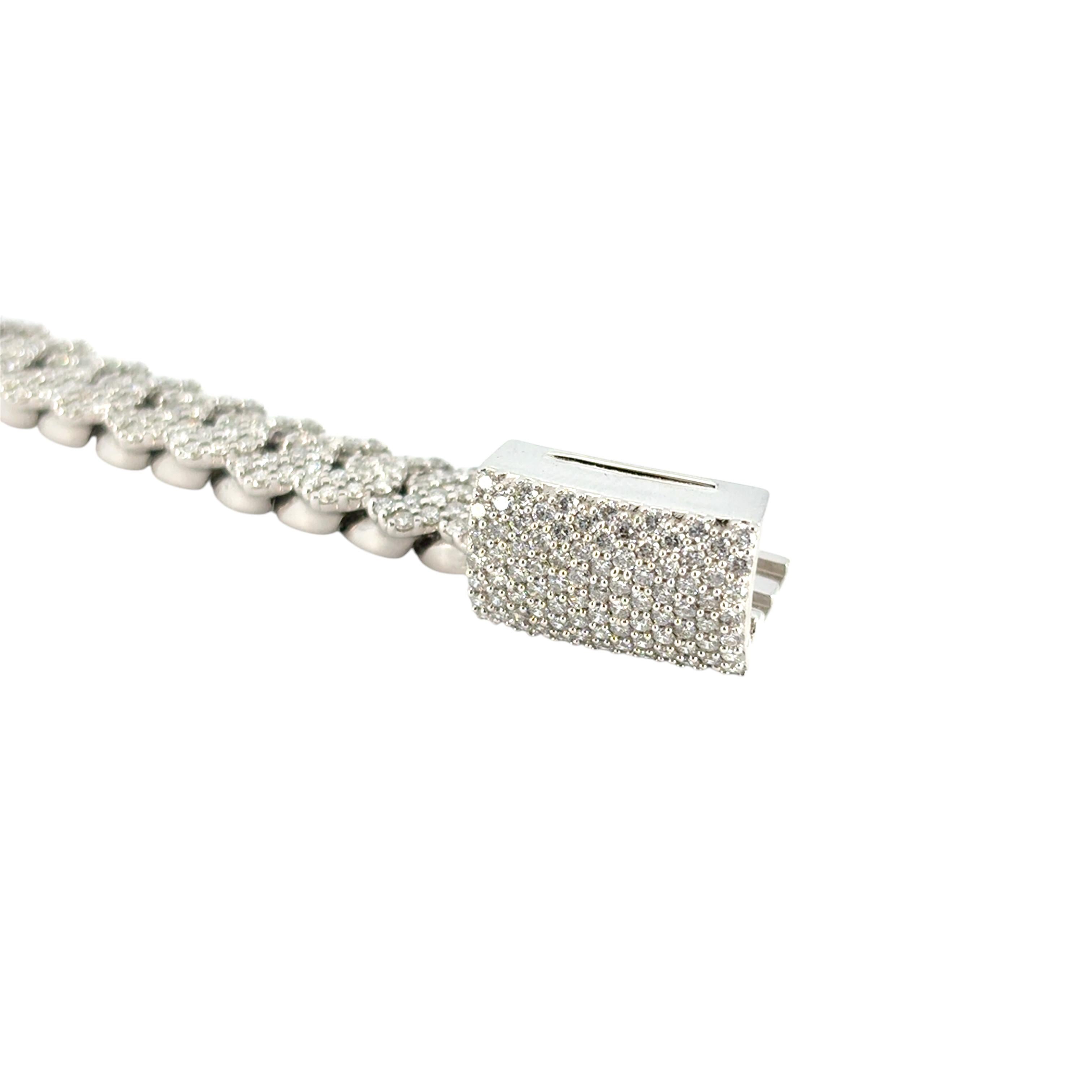 7.43 Carat Diamond All Paved Cuban Chain Link Bracelet 14 Karat En Stock en venta 2