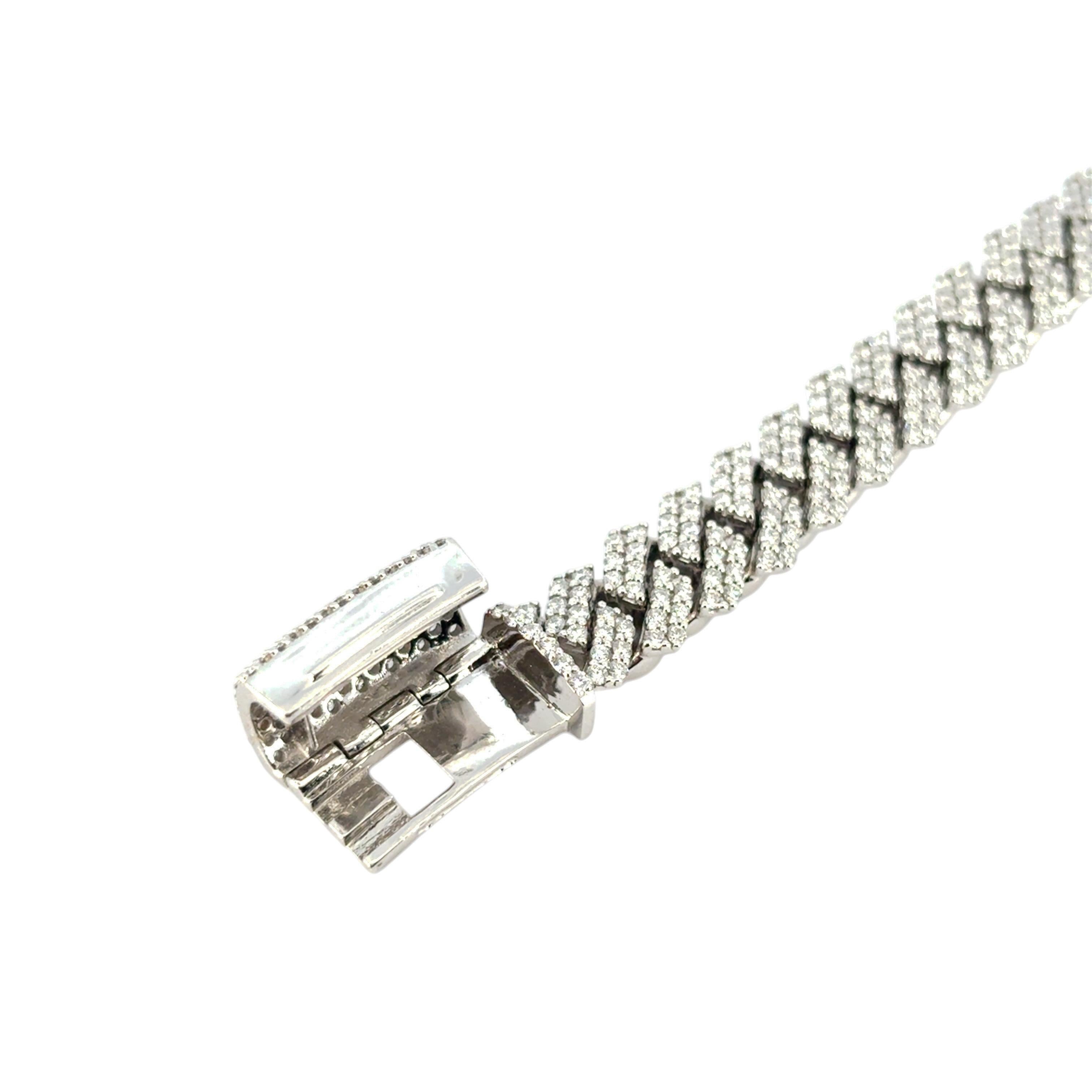7.43 Carat Diamond All Paved Cuban Chain Link Bracelet 14 Karat En Stock en venta 5