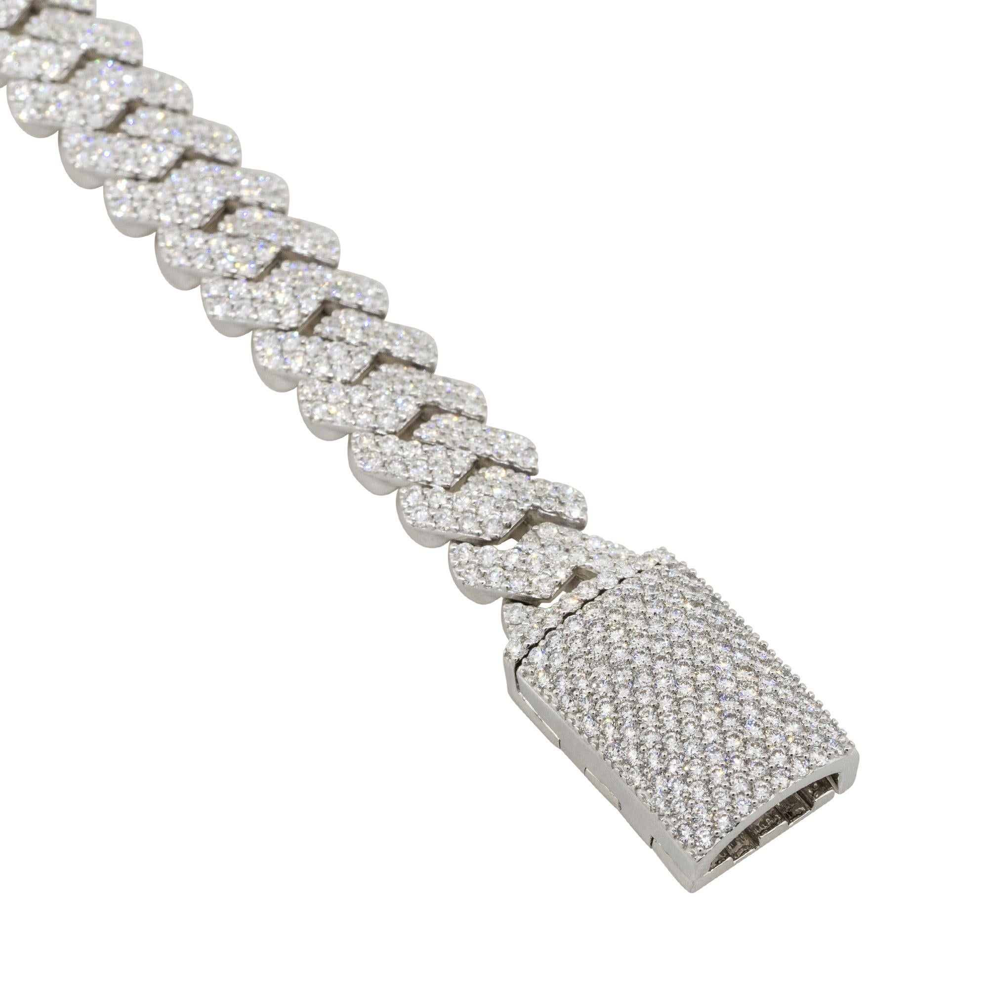 7.43 Carat Diamond All Paved Cuban Chain Link Bracelet 14 Karat In Stock In New Condition For Sale In Boca Raton, FL
