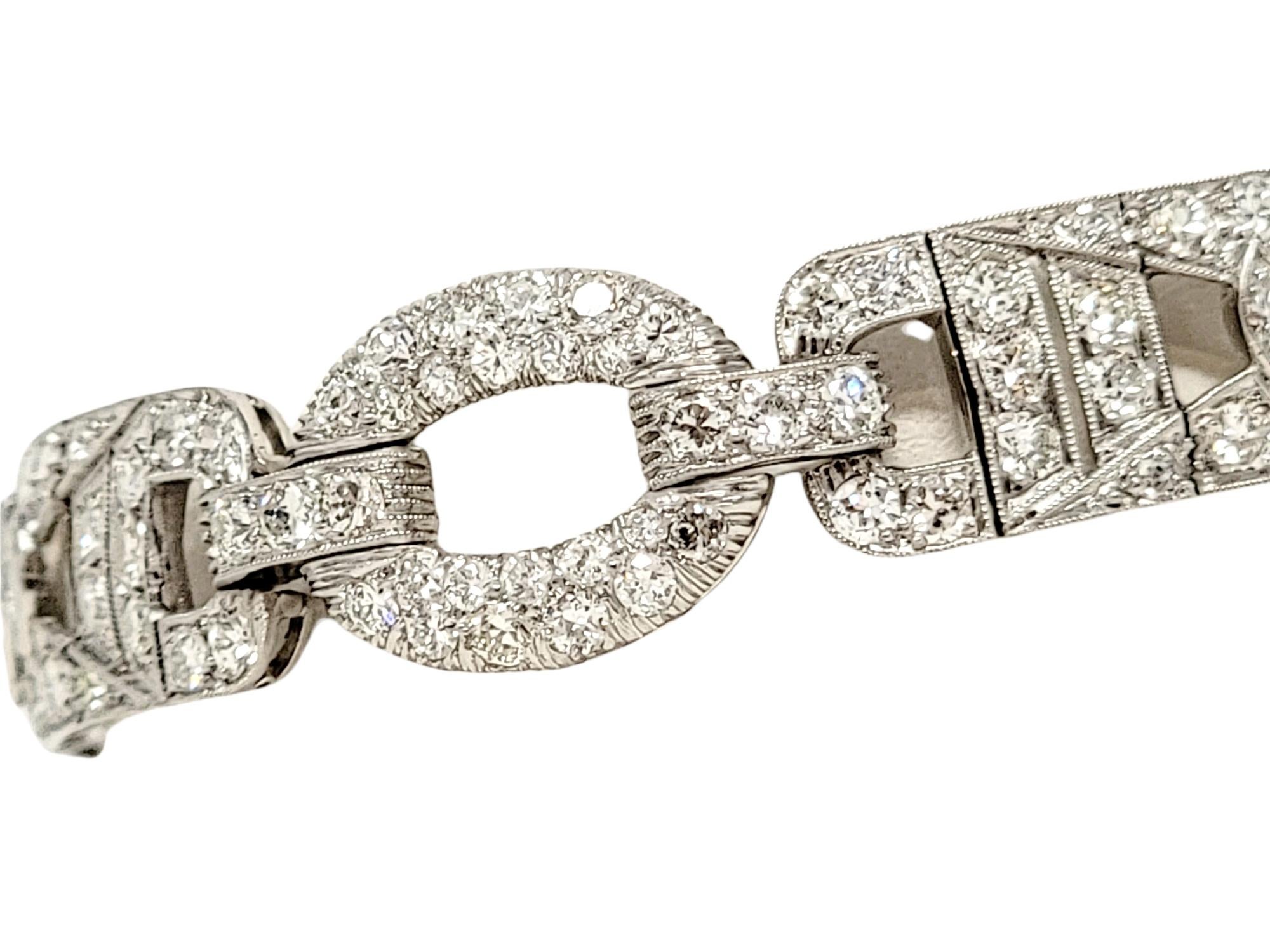 7.43 Carat Round and Marquis Natural Diamond Ornate Link Bracelet in Platinum For Sale 4