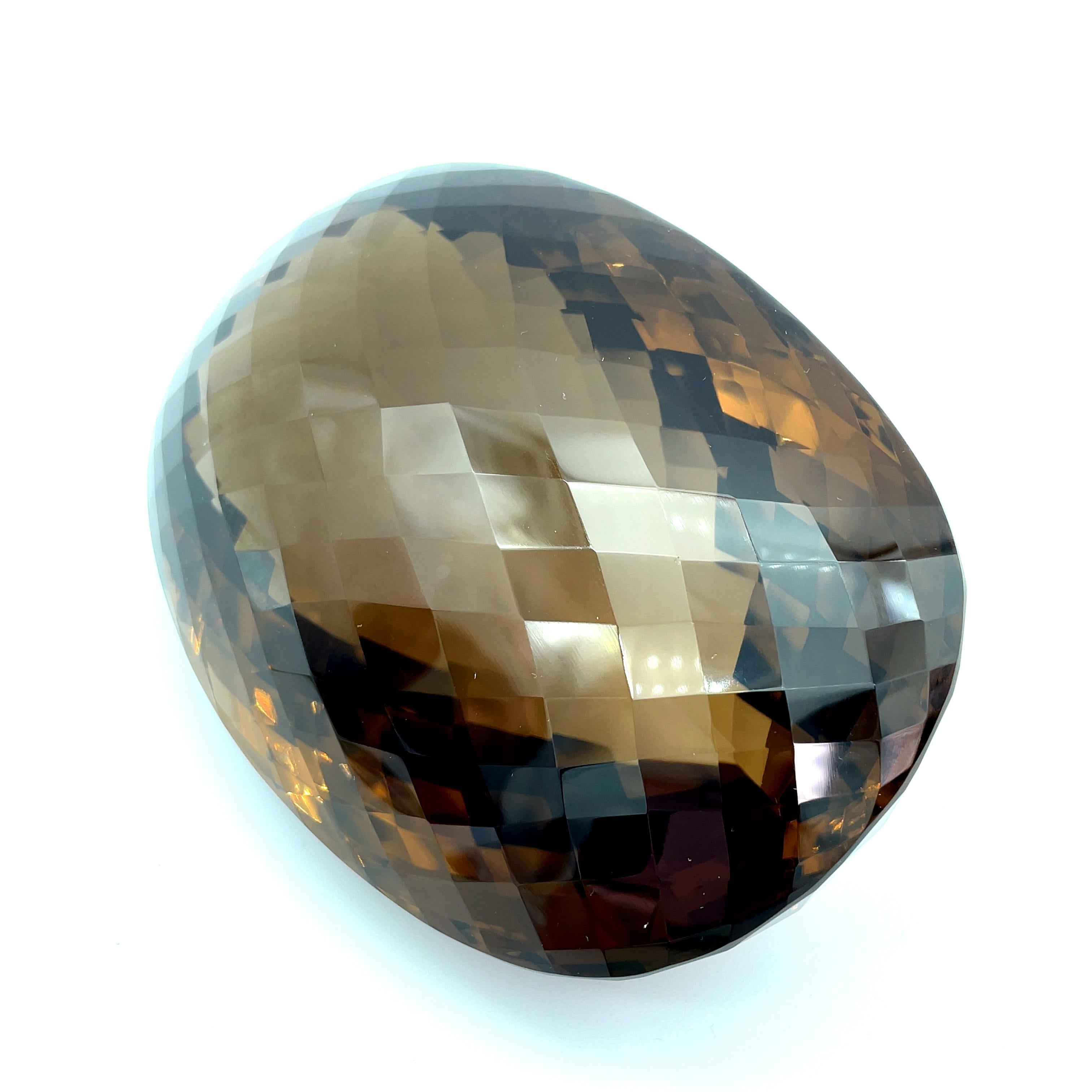 7432 Carat Oval Checkerboard Smoky Quartz Gemstone Display Piece In New Condition For Sale In Los Angeles, CA