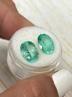 7.43tcw 12x9 Matching Loose Colombian Emeralds - Oval Cut Genuine Gems