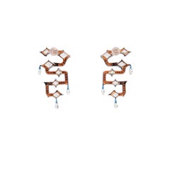 7.44 carat Diamond and Enamel Earrings, 18K Gold, Austy Lee