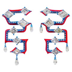 7.44 carat Diamond and Enamel Earrings, 18K Gold, Austy Lee