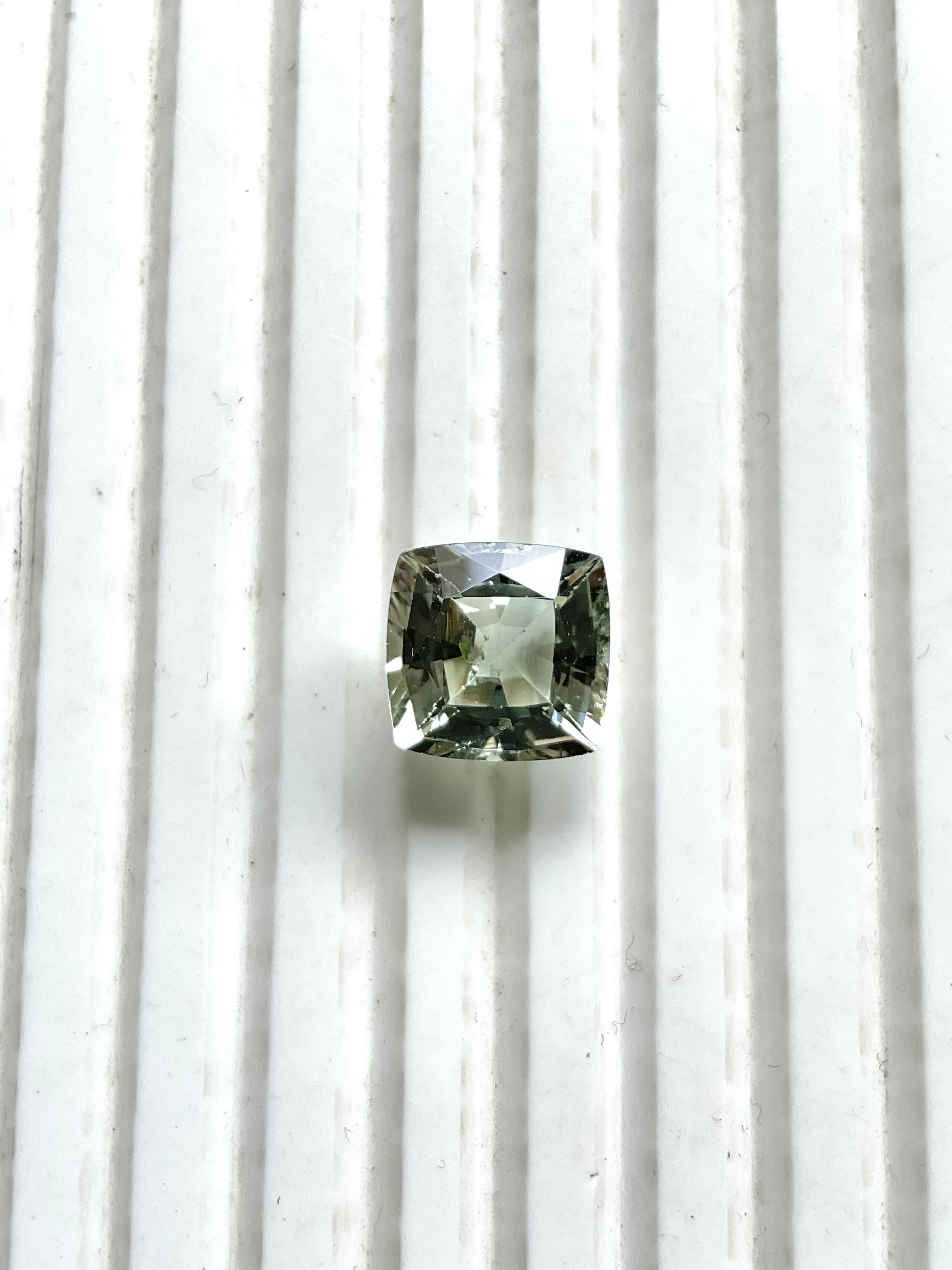 Taille coussin 7.44 Carats Light Green Tourmaline Faceted Cushion Cut stone Top Quality Natural en vente