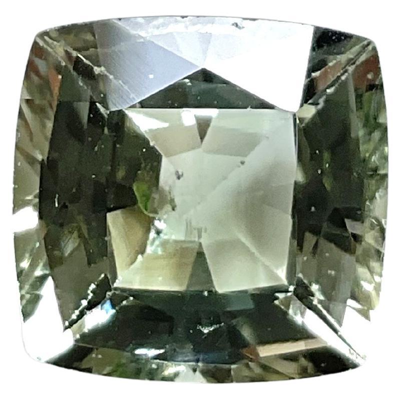 7.44 Carats Light Green Tourmaline Faceted Cushion Cut stone Top Quality Natural en vente