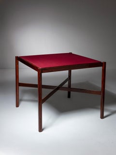 "744" Game Table with Red Cloth by Gianfranco Frattini for Cassina, Italy, 1960s