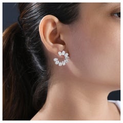 7.44Ct Natural Diamond Oval Cut Graduated Open Circle Hoop Earrings White Gold