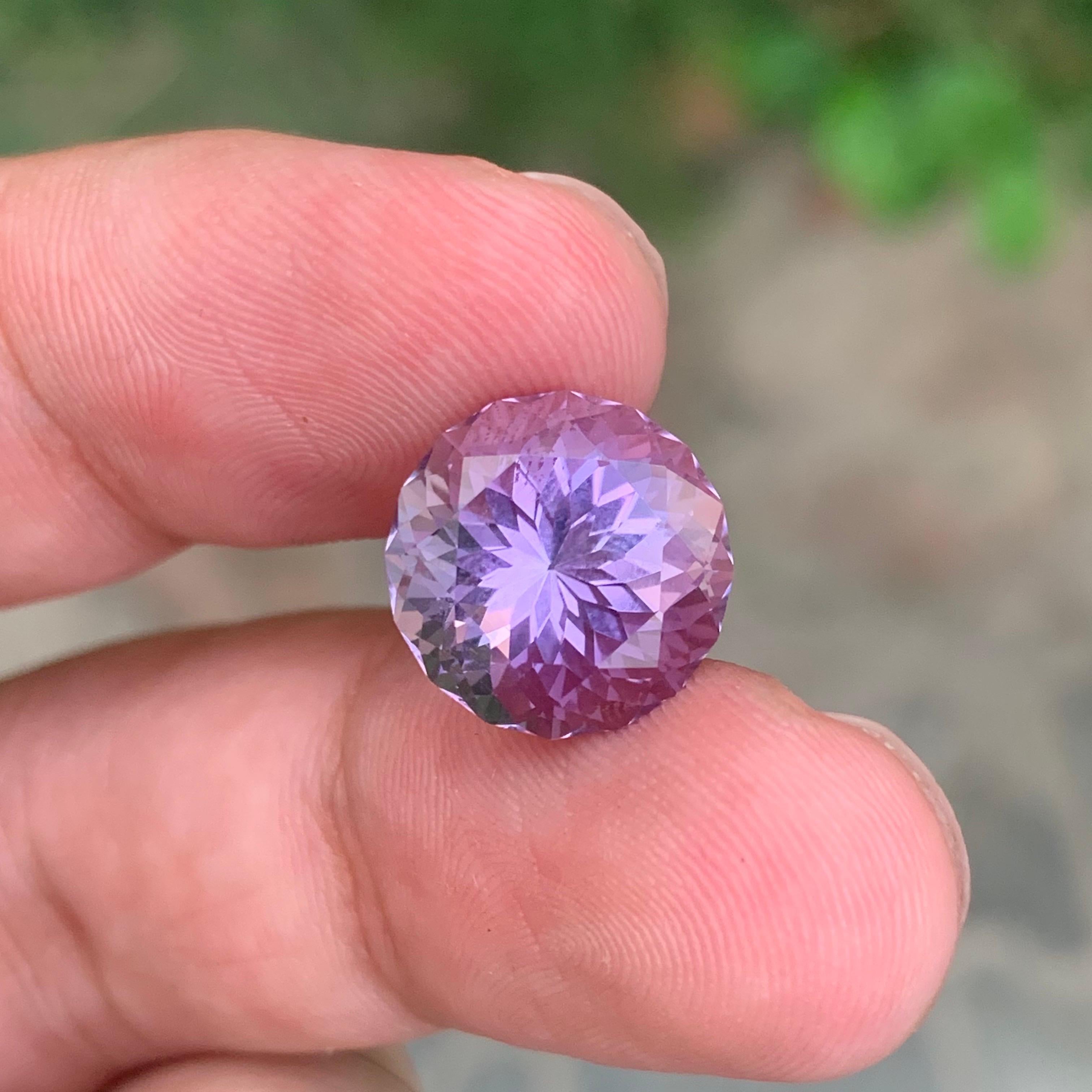 7.45 Carat Natural Loose Amethyst Round Shape Gemstone For Sale 4