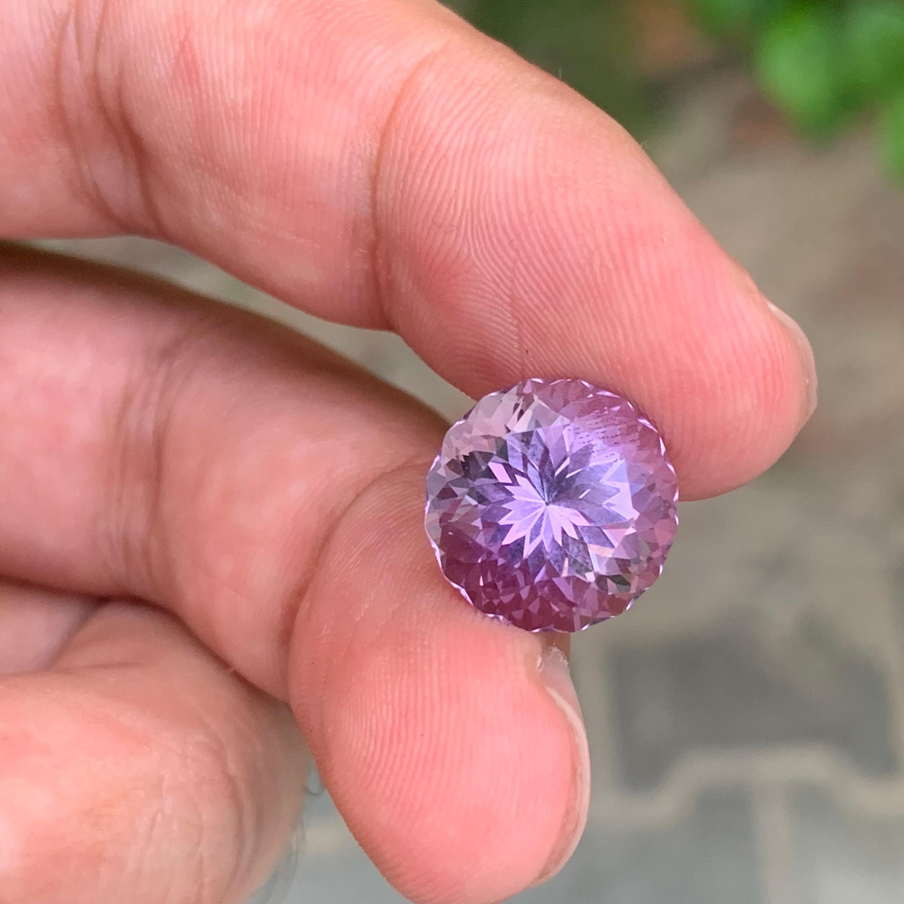 7.45 Carat Natural Loose Amethyst Round Shape Gemstone For Sale 3