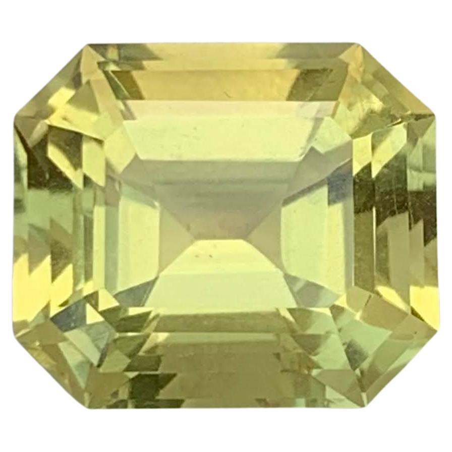 7.45 Carat Natural Loose Lemon Color Citrine Emerald Cut Brazilian Gemstone For Sale