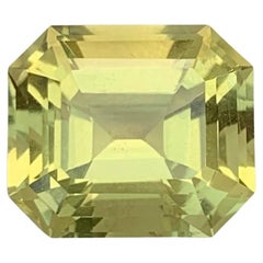 7.45 Carat Natural Loose Lemon Color Citrine Emerald Cut Brazilian Gemstone