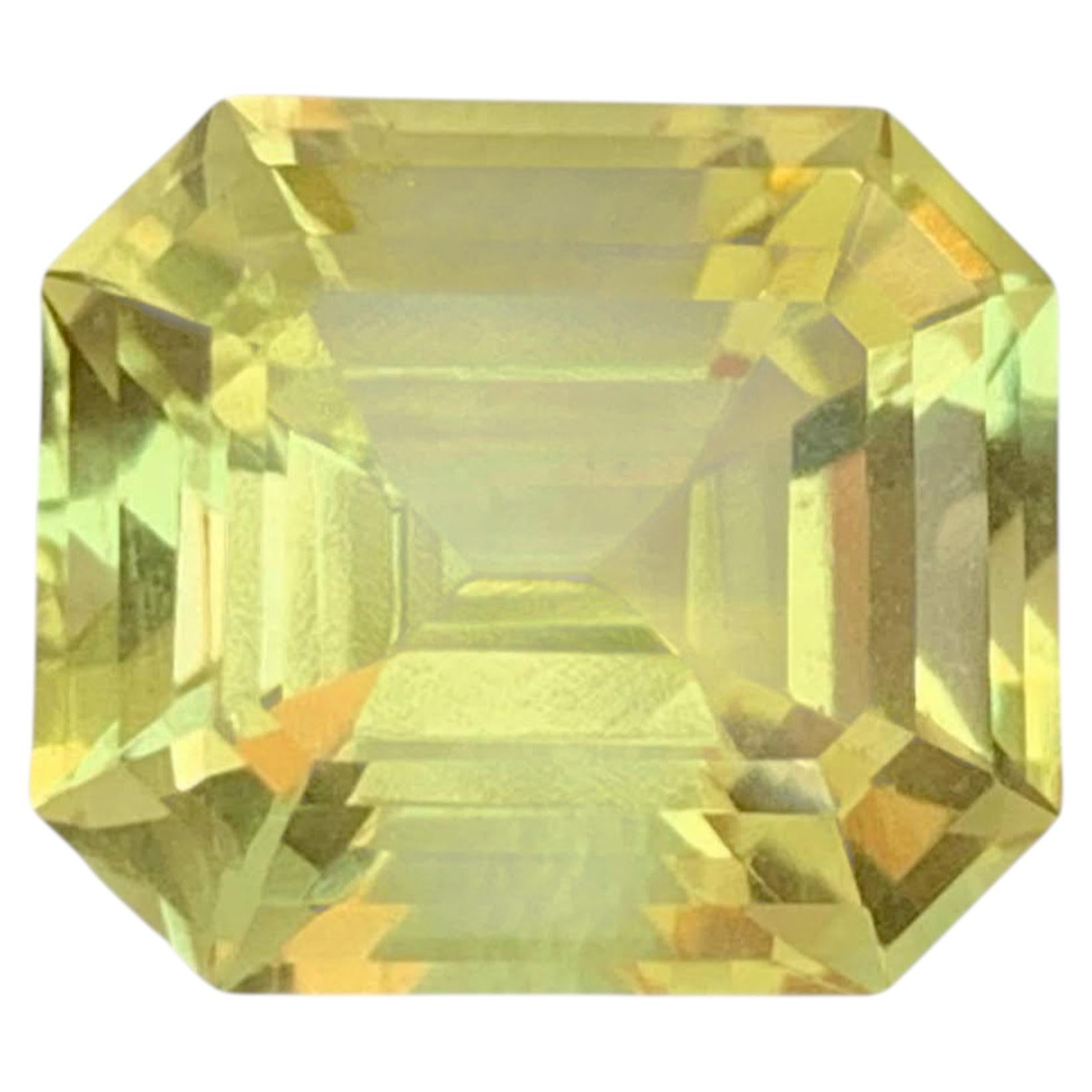 7.45 Carat Natural Loose Lemon Color Citrine Emerald Cut Brazilian Gemstone