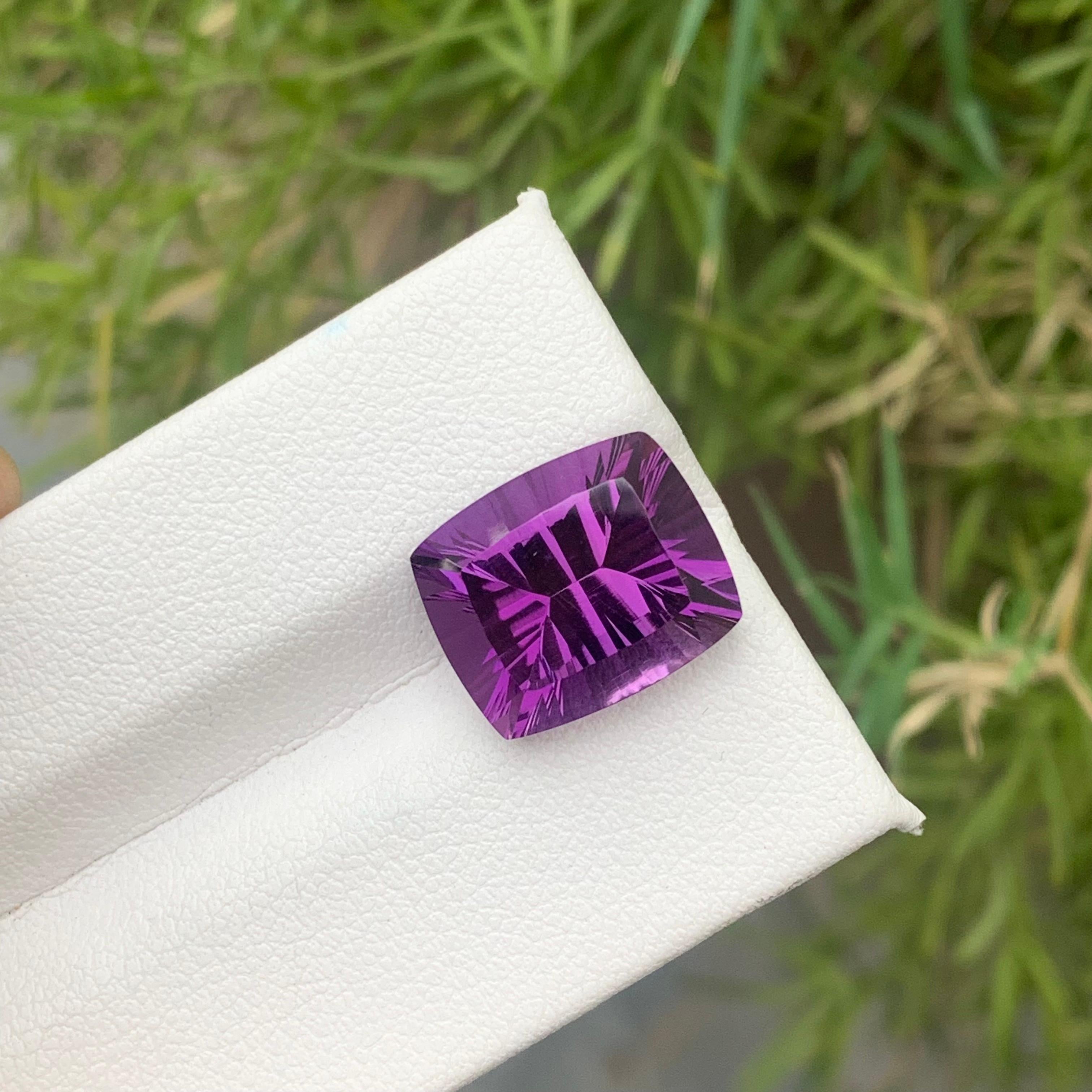 Women's or Men's 7.45 Carat Natural Loose Purple Amethyst Laser Cut Gemstone from, Brazil For Sale