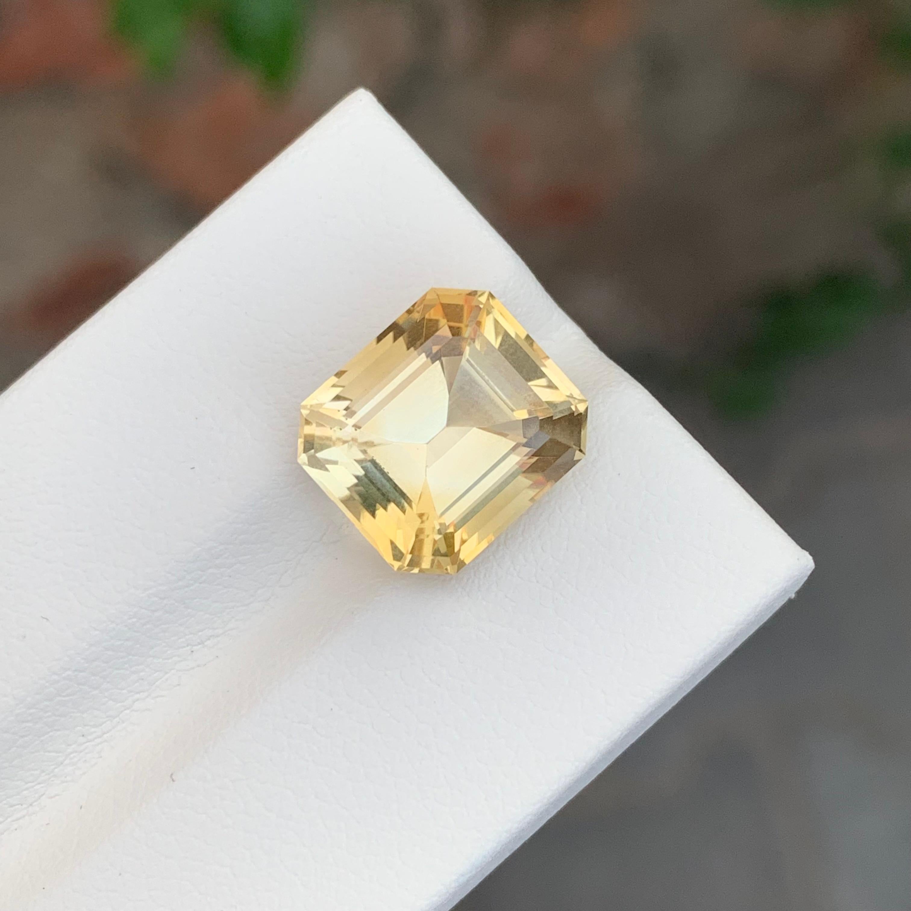 7.45 Carat Natural Loose Yellow Citrine Asscher Cut Gemstone For Sale 1
