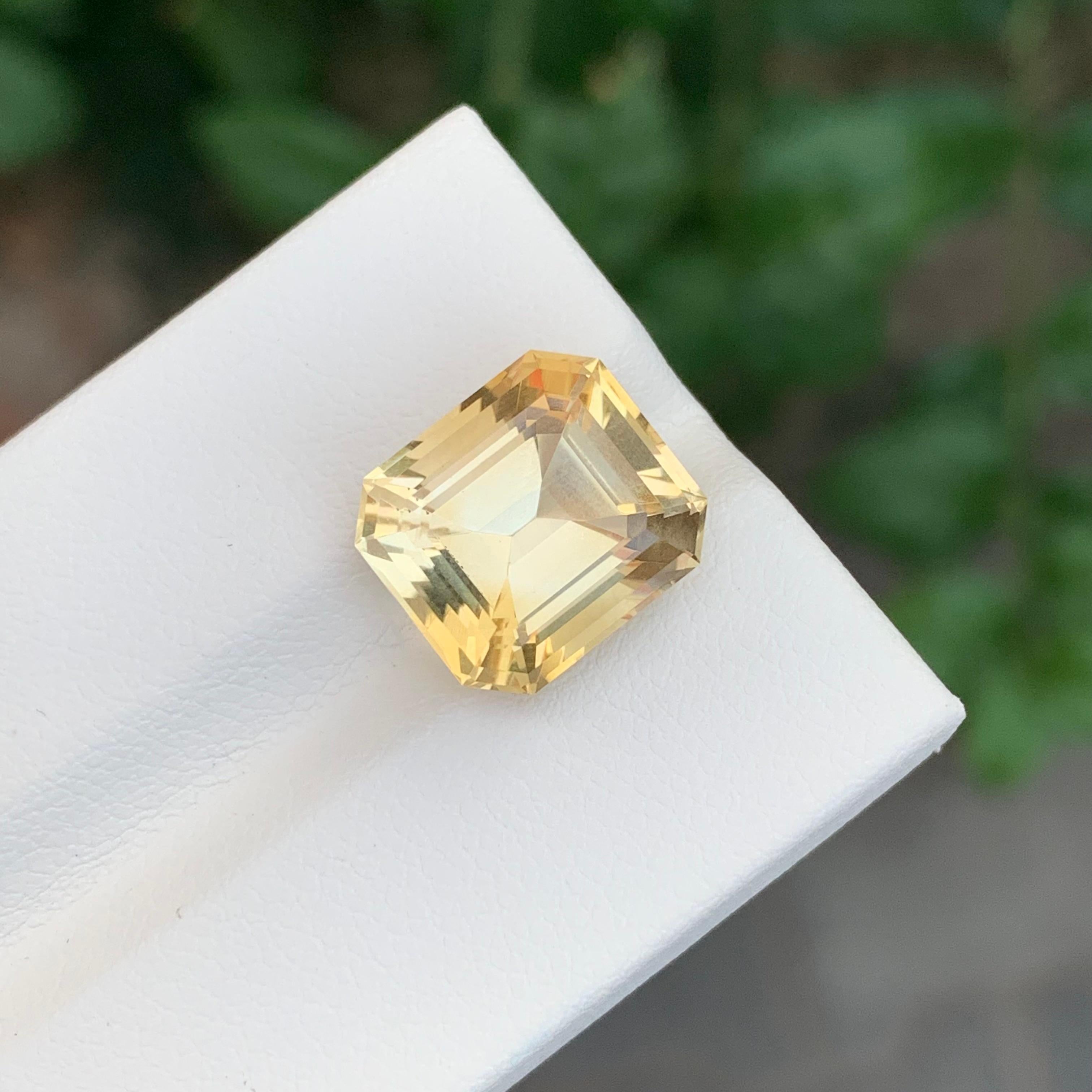 7.45 Carat Natural Loose Yellow Citrine Asscher Cut Gemstone For Sale 2