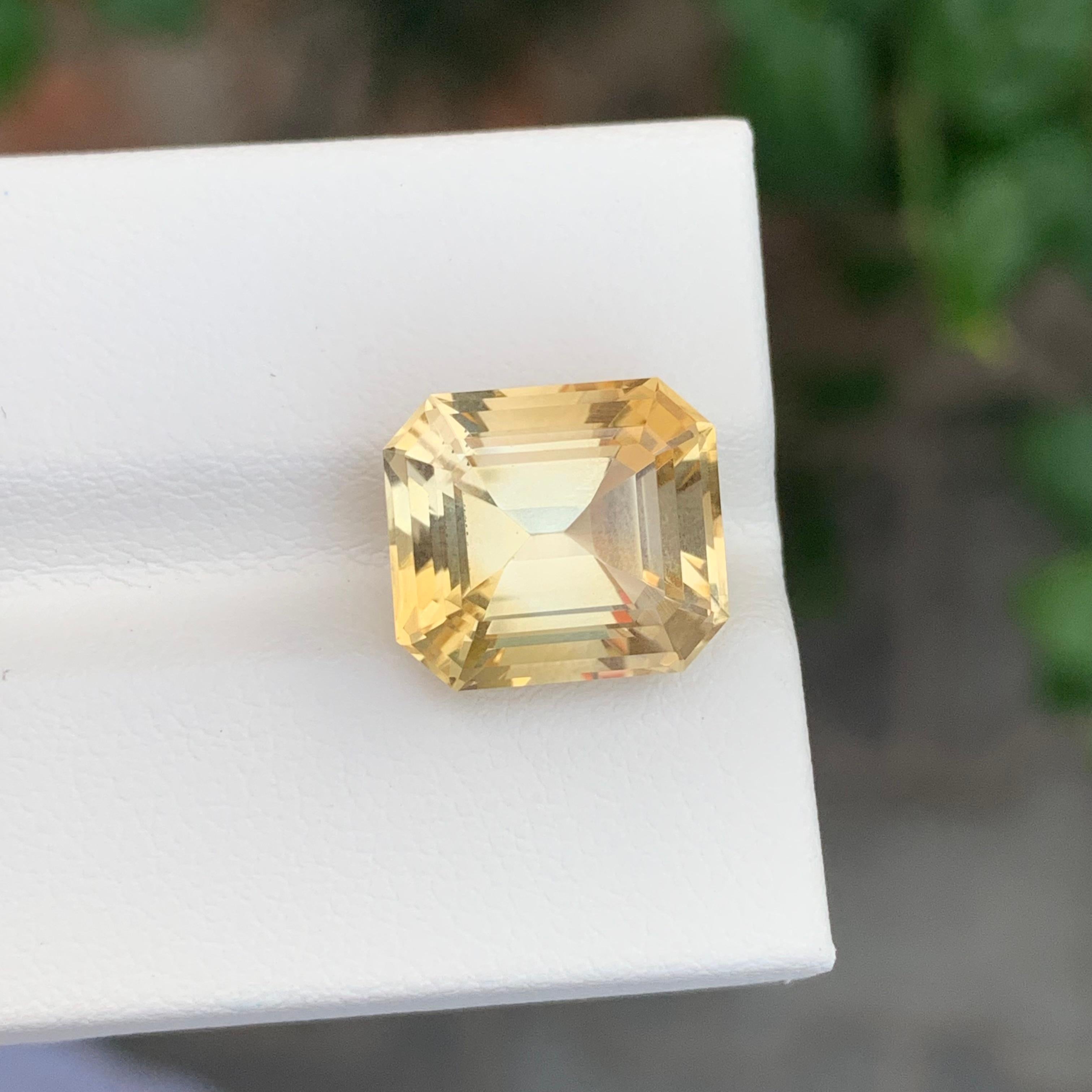 7.45 Carat Natural Loose Yellow Citrine Asscher Cut Gemstone For Sale 3