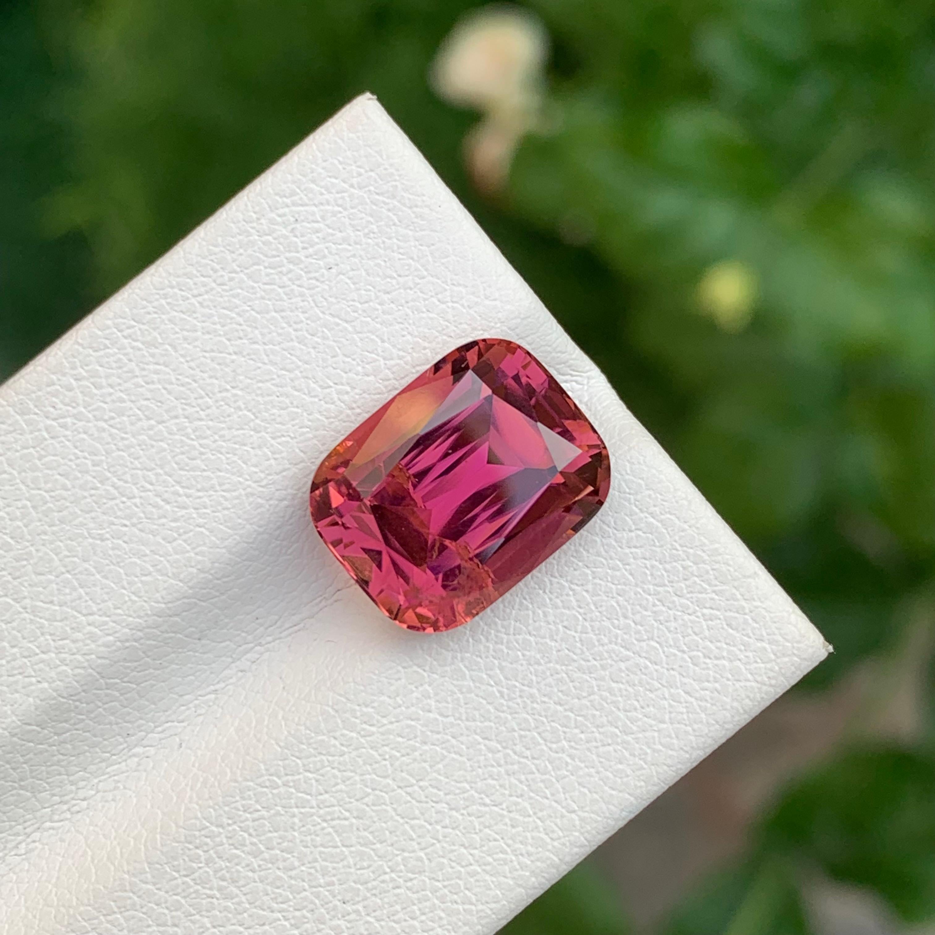 7.45 Carat Stunning Faceted Maroon Pink Tourmaline Cushion Shape Gemstone For Sale 4