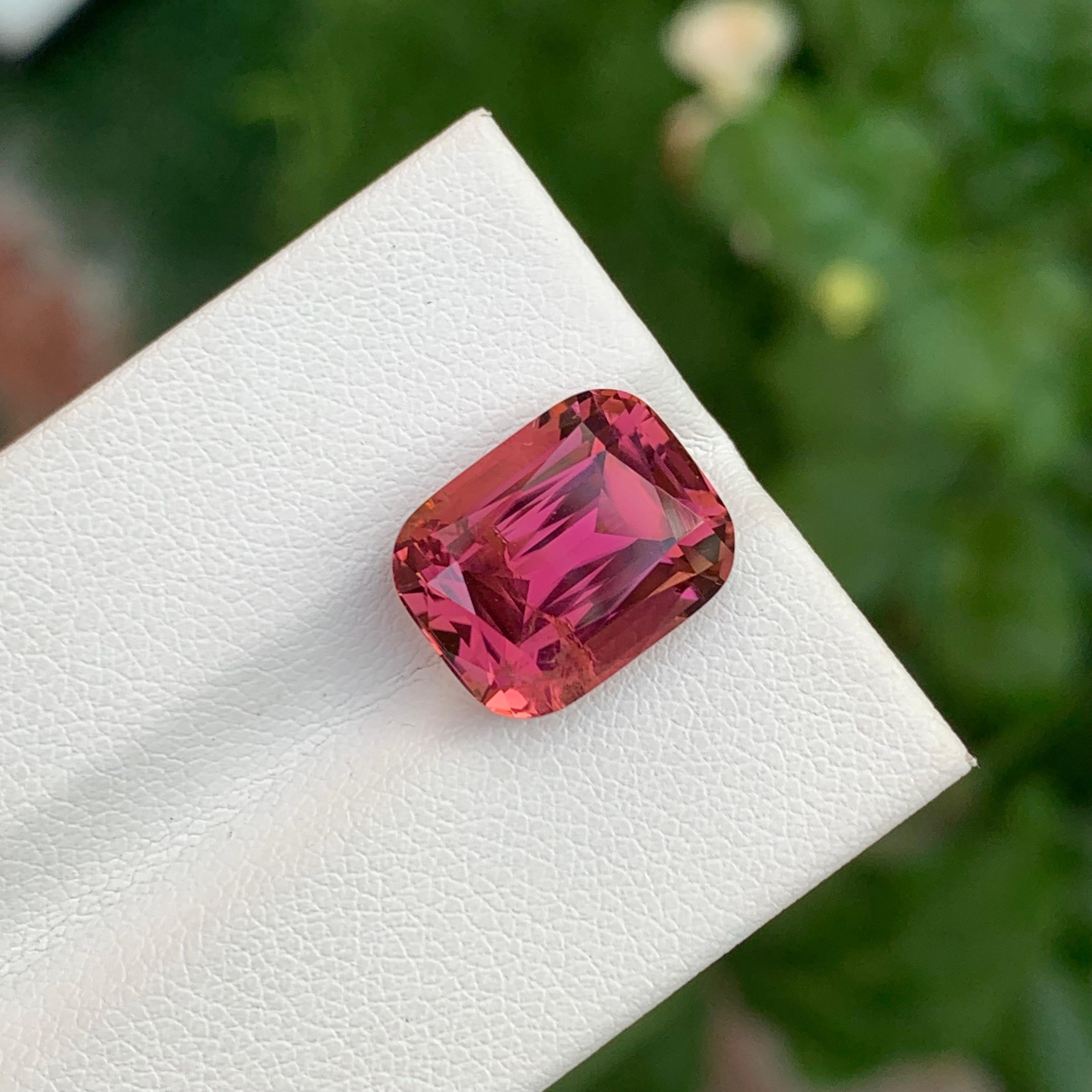 Arts and Crafts 7.45 Carat Stunning Faceted Maroon Pink Tourmaline Cushion Shape Gemstone For Sale