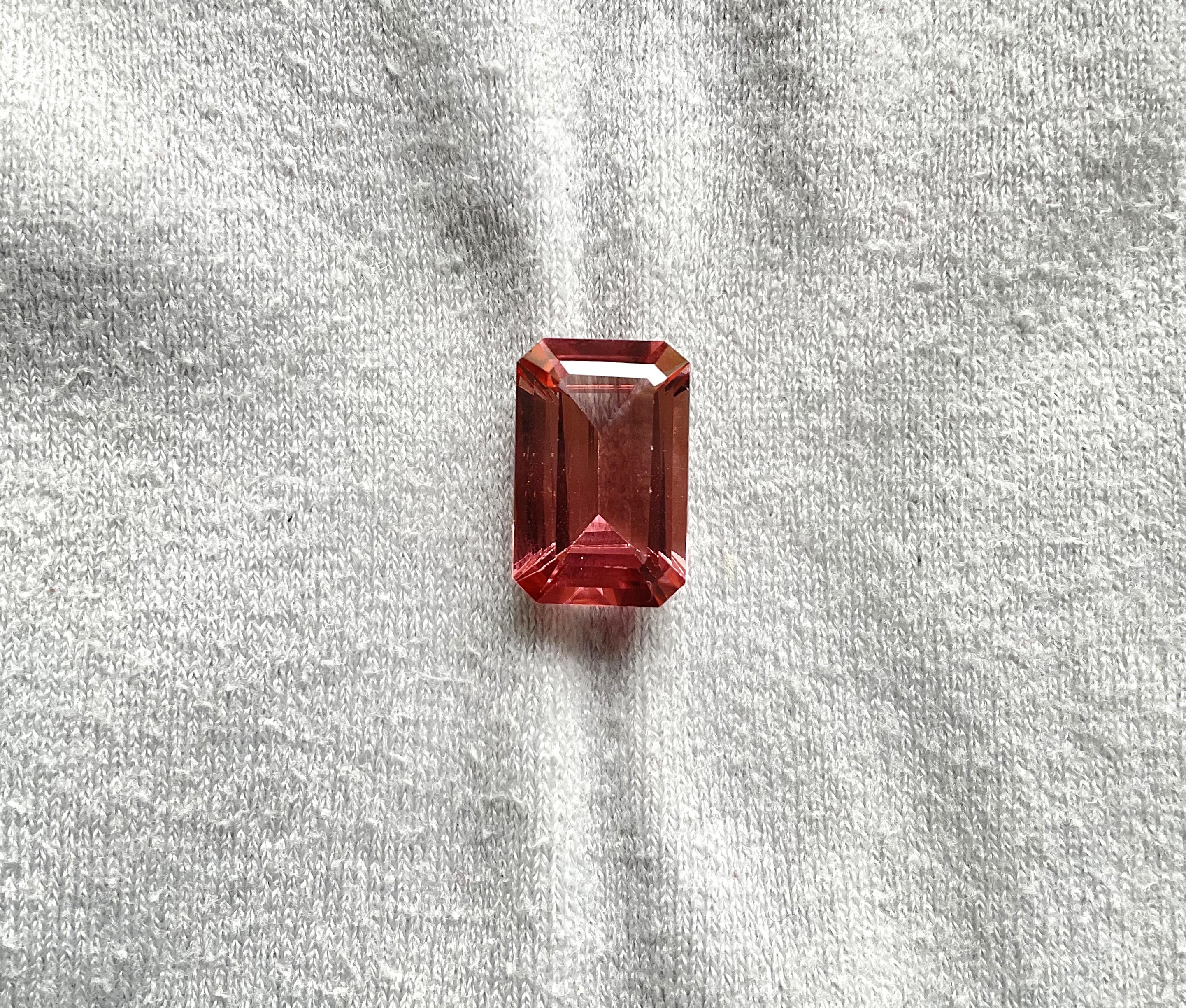 7,45 Karat Pfirsichrosa Turmalin Achteck Facettierter geschliffener Stein Top Qualität Natürlich (Achteckschliff) im Angebot