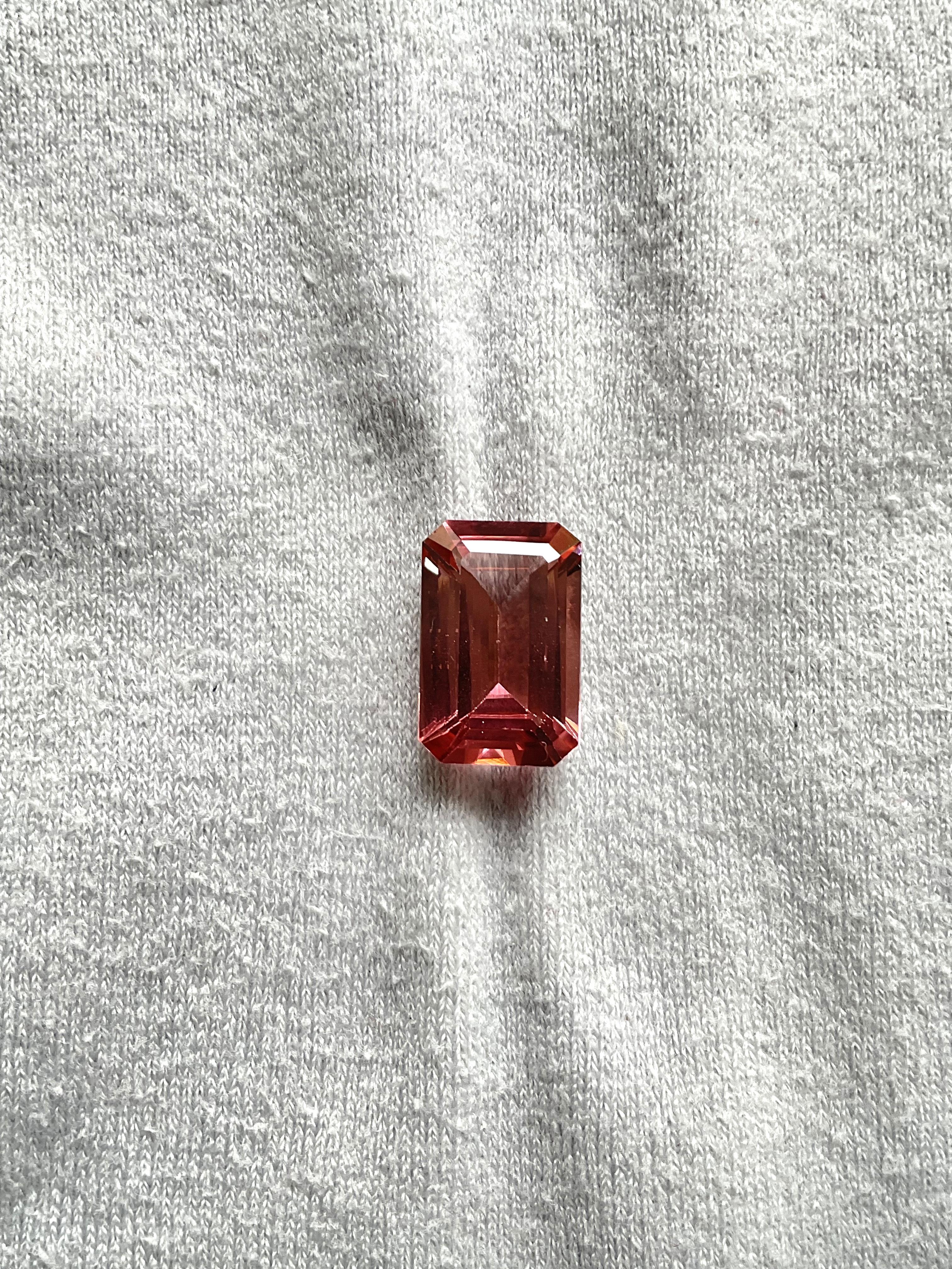 7,45 Karat Pfirsichrosa Turmalin Achteck Facettierter geschliffener Stein Top Qualität Natürlich im Zustand „Gut“ im Angebot in Jaipur, RJ