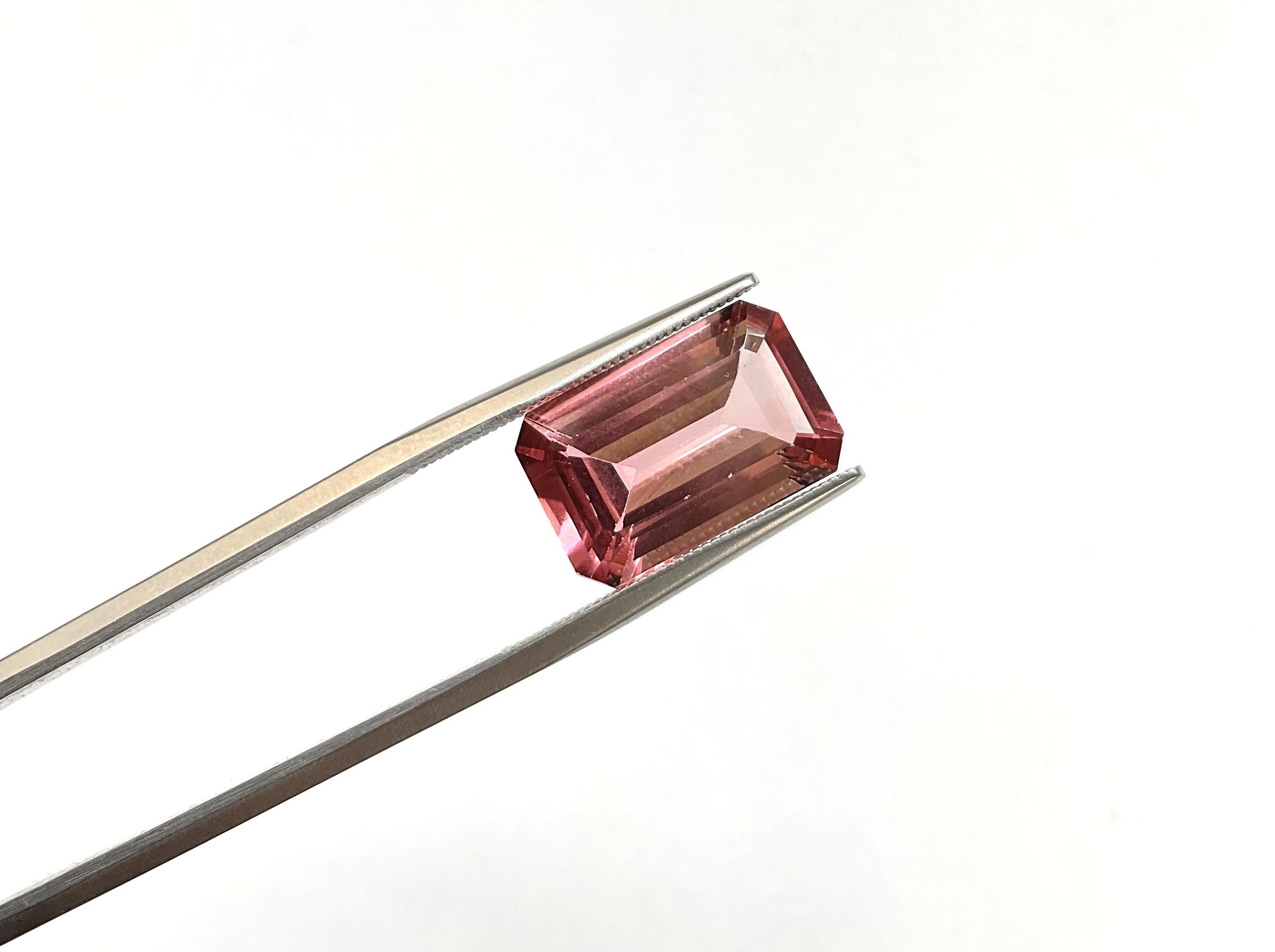 7,45 Karat Pfirsichrosa Turmalin Achteck Facettierter geschliffener Stein Top Qualität Natürlich im Angebot 1