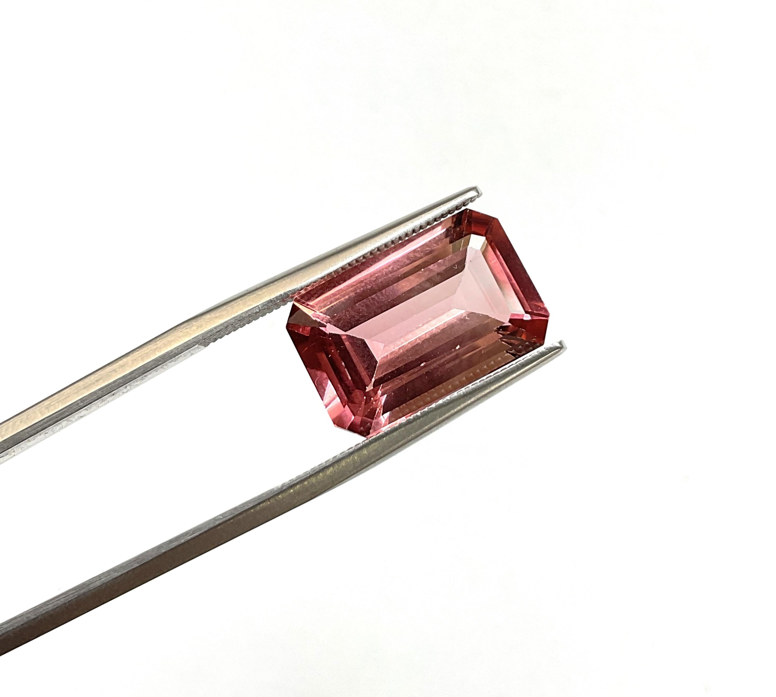 7,45 Karat Pfirsichrosa Turmalin Achteck Facettierter geschliffener Stein Top Qualität Natürlich im Angebot 2