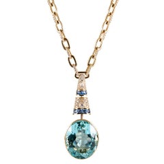74.58 Carat Aquamarine Enhancer Necklace with Sapphire and Diamond, Marina B.