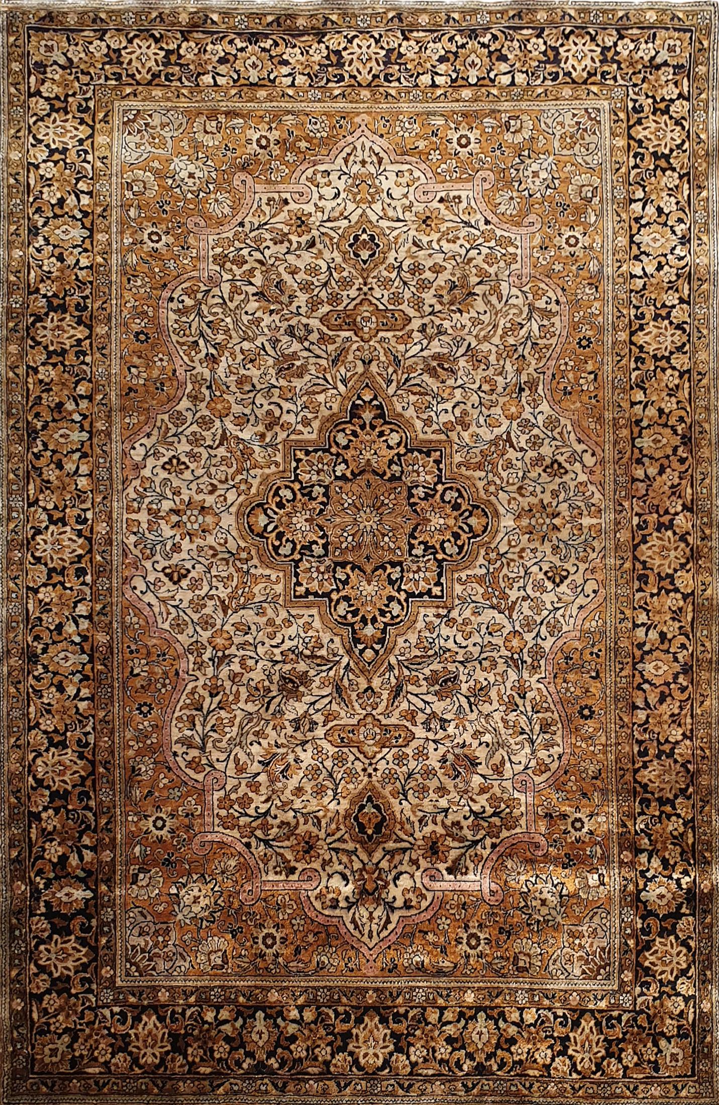 746 - Schöner Vintage Qom Seidenteppich im Angebot 4