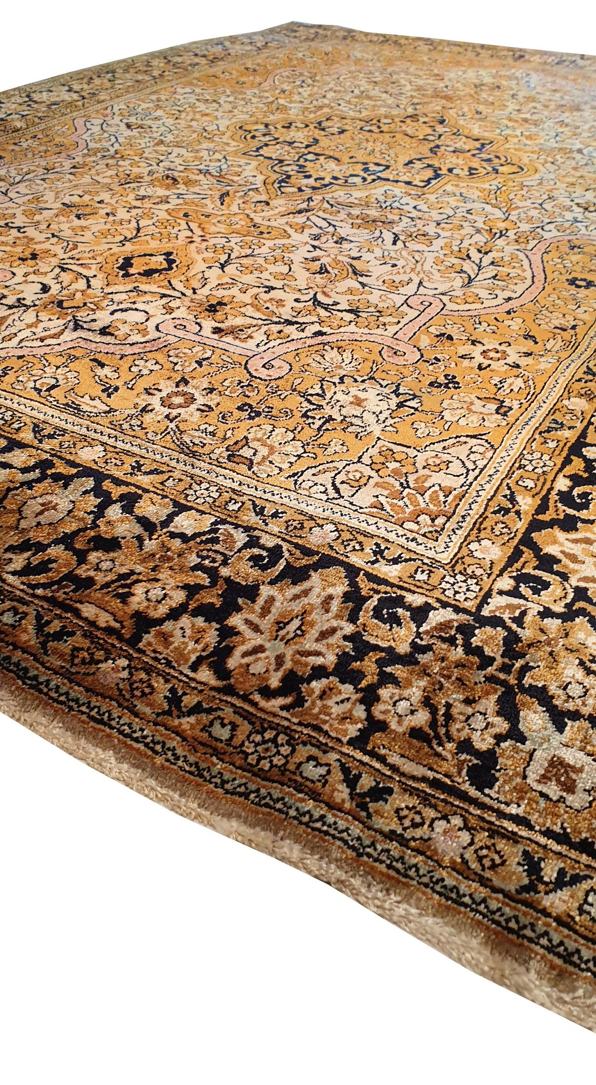 Hand-Knotted 746 - Beautiful Vintage Qom Silk Rug For Sale