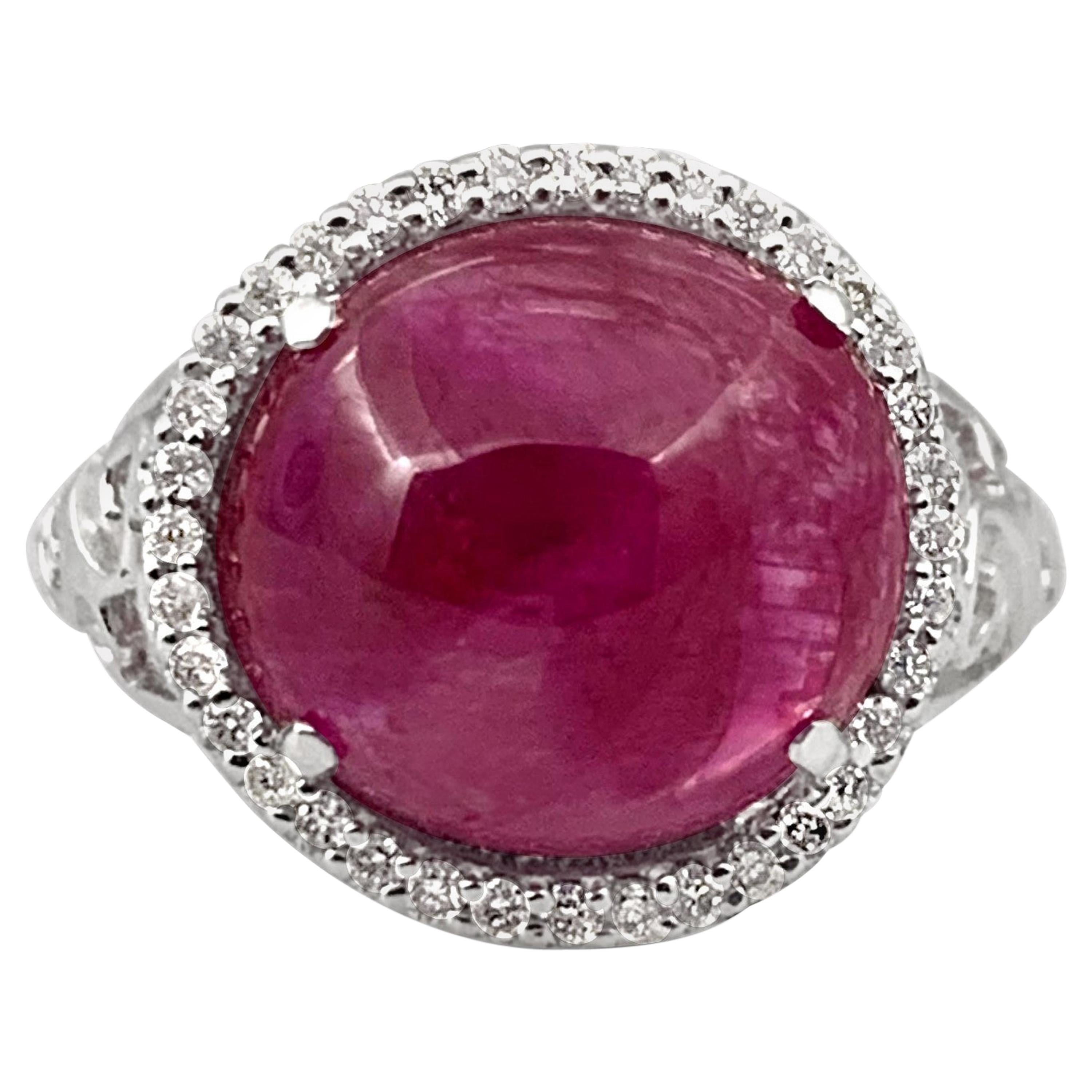 7.46 Carat Natural Unheated Burmese Ruby, Platinum Art Deco Style Ring