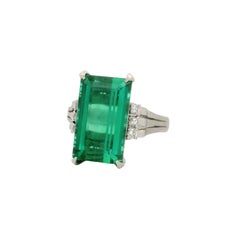 7.46 Carat Green Tourmaline Diamond Platinum Ring