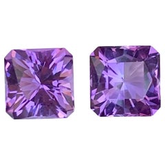 7,46 quilates de amatista púrpura suelta natural Pareja Asscher Cut Piedra preciosa brasileña