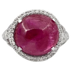 7.46 Carat Natural Unheated Burmese Ruby, Platinum Art Deco Style Ring