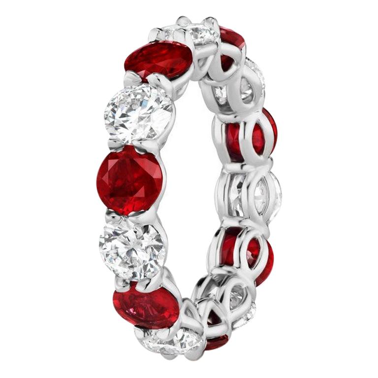 7.46 Carat Ruby and Round Diamond Eternity Band Ring