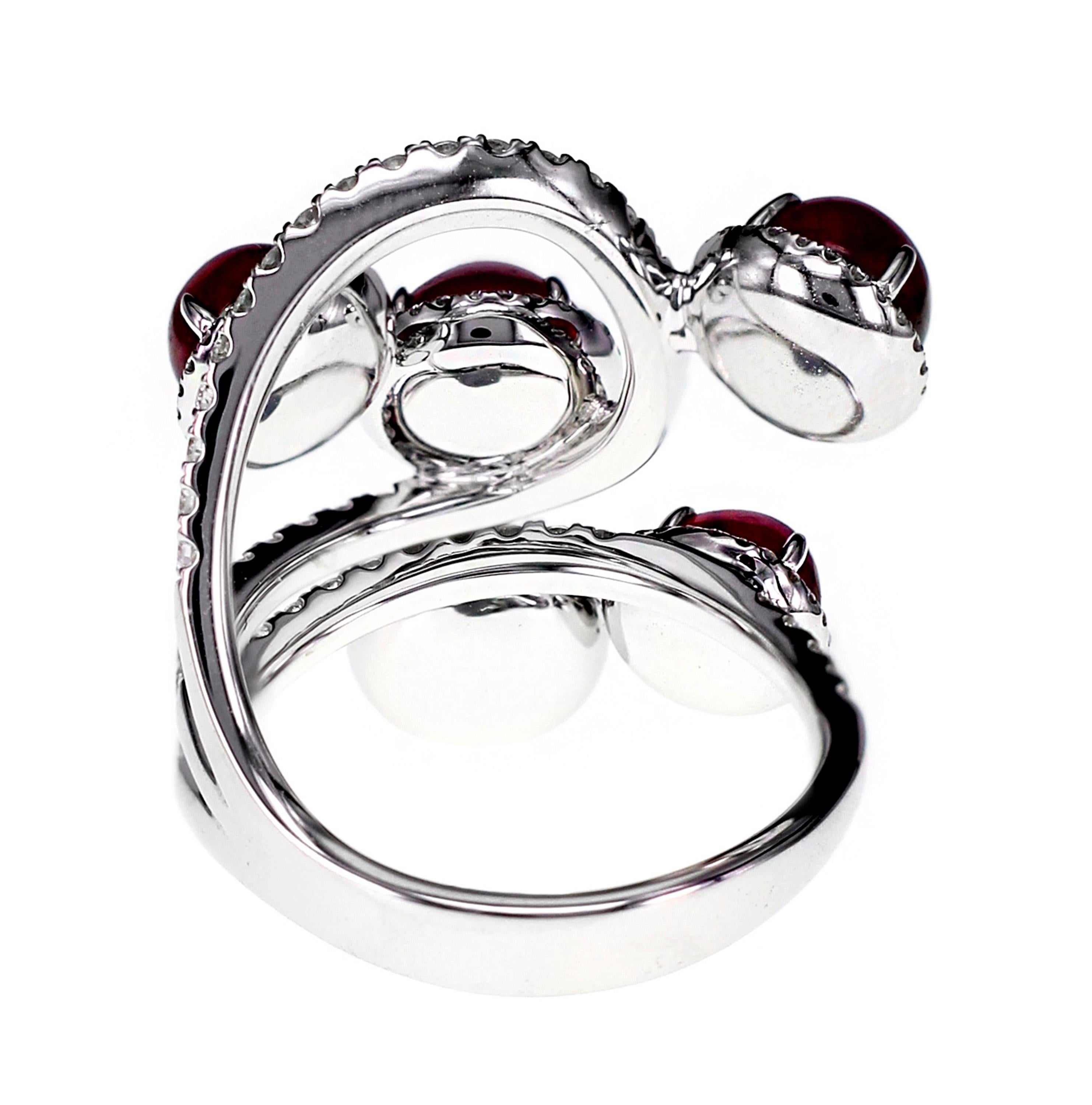 Taille cabochon Bague en rubis et diamants de 7,46 carats en vente