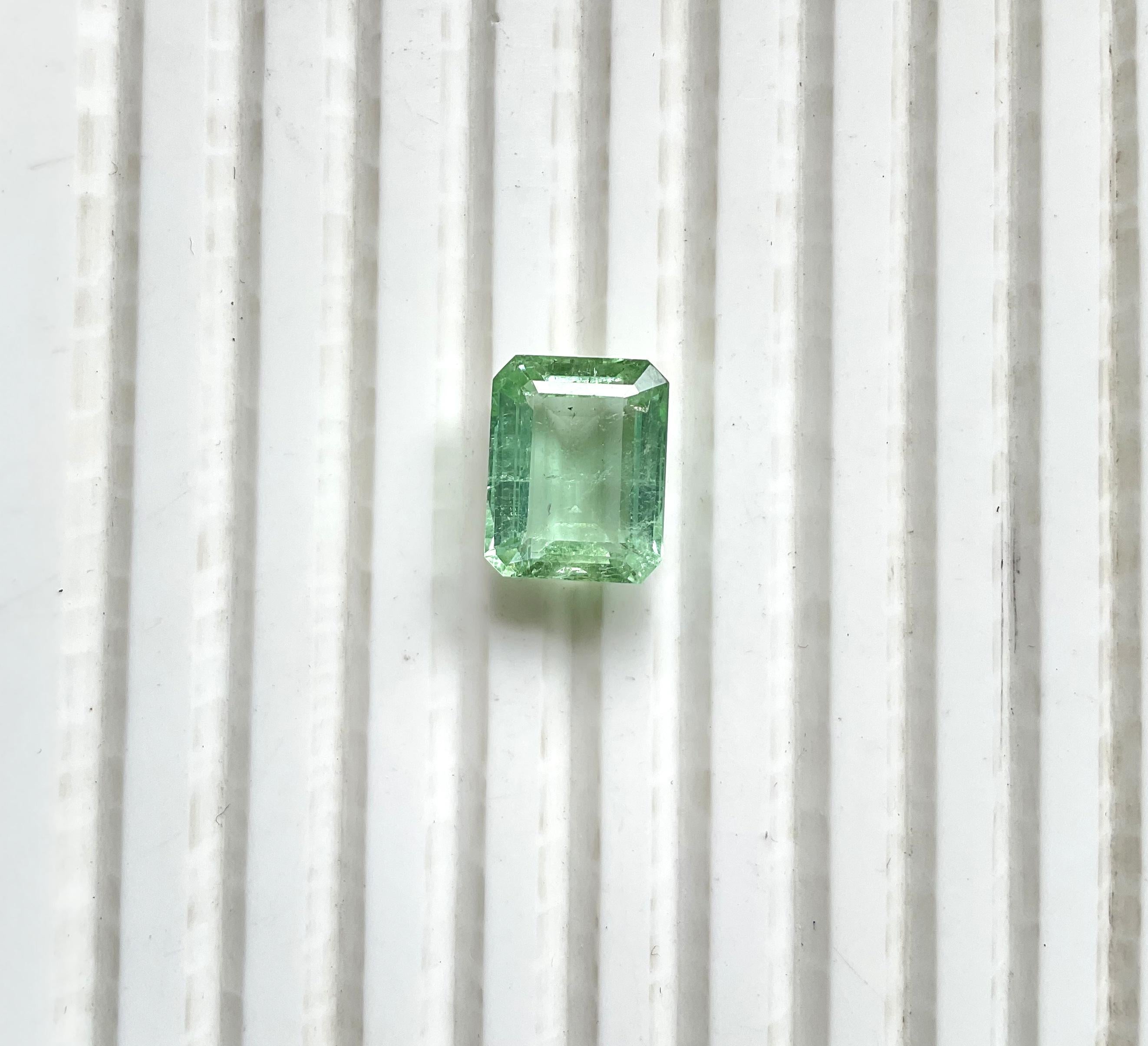 Pierre naturelle de 7.46 carats, tourmaline verte octogonale taillée à facettes de qualité supérieure en vente 1