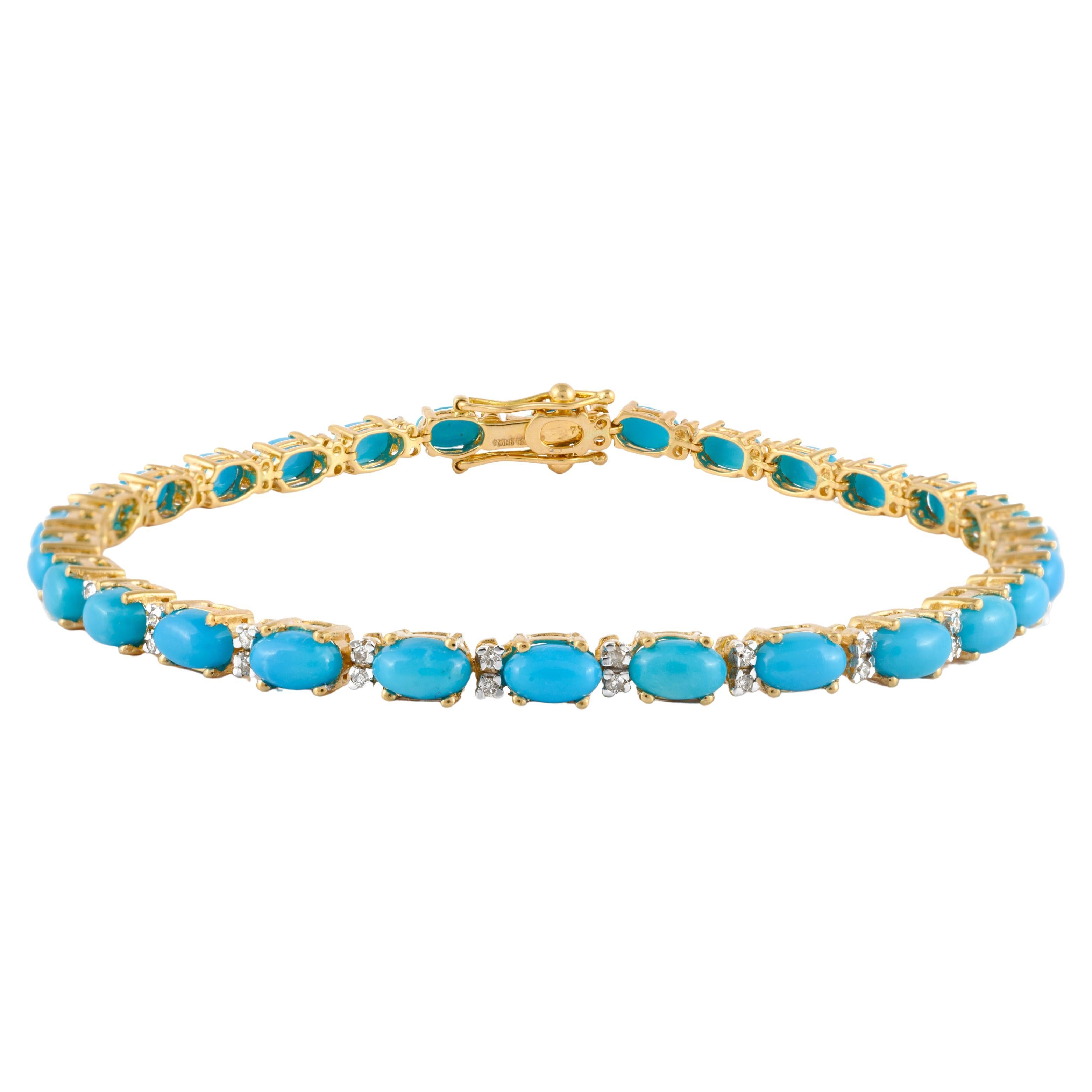 7.46ct Natural Turquoise Diamond Fine Bracelet Crafted in 18k Solid Yellow Gold For Sale