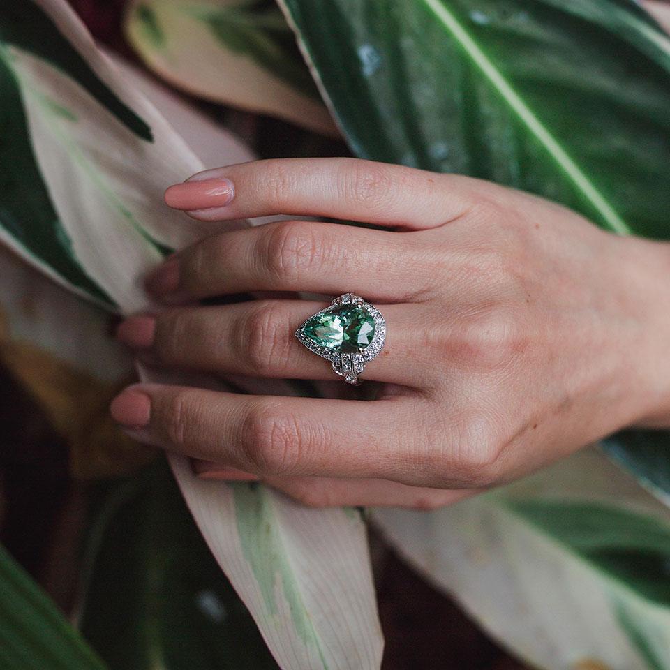 green aquamarine engagement rings