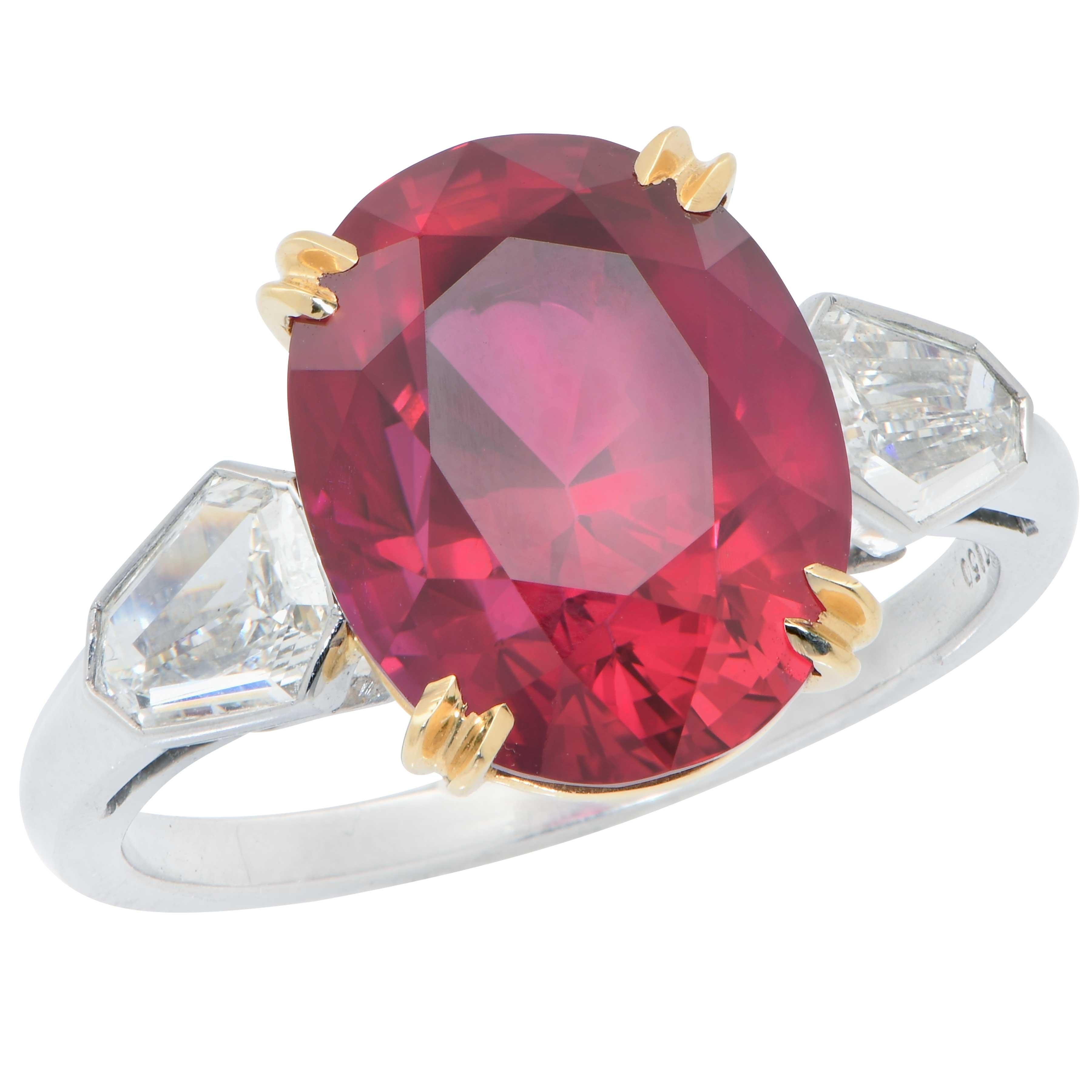 Mosambik Rubin und Diamant Ring 7,47 Karat GRS Graded Unerhitzt Taubenblut  (Moderne) im Angebot