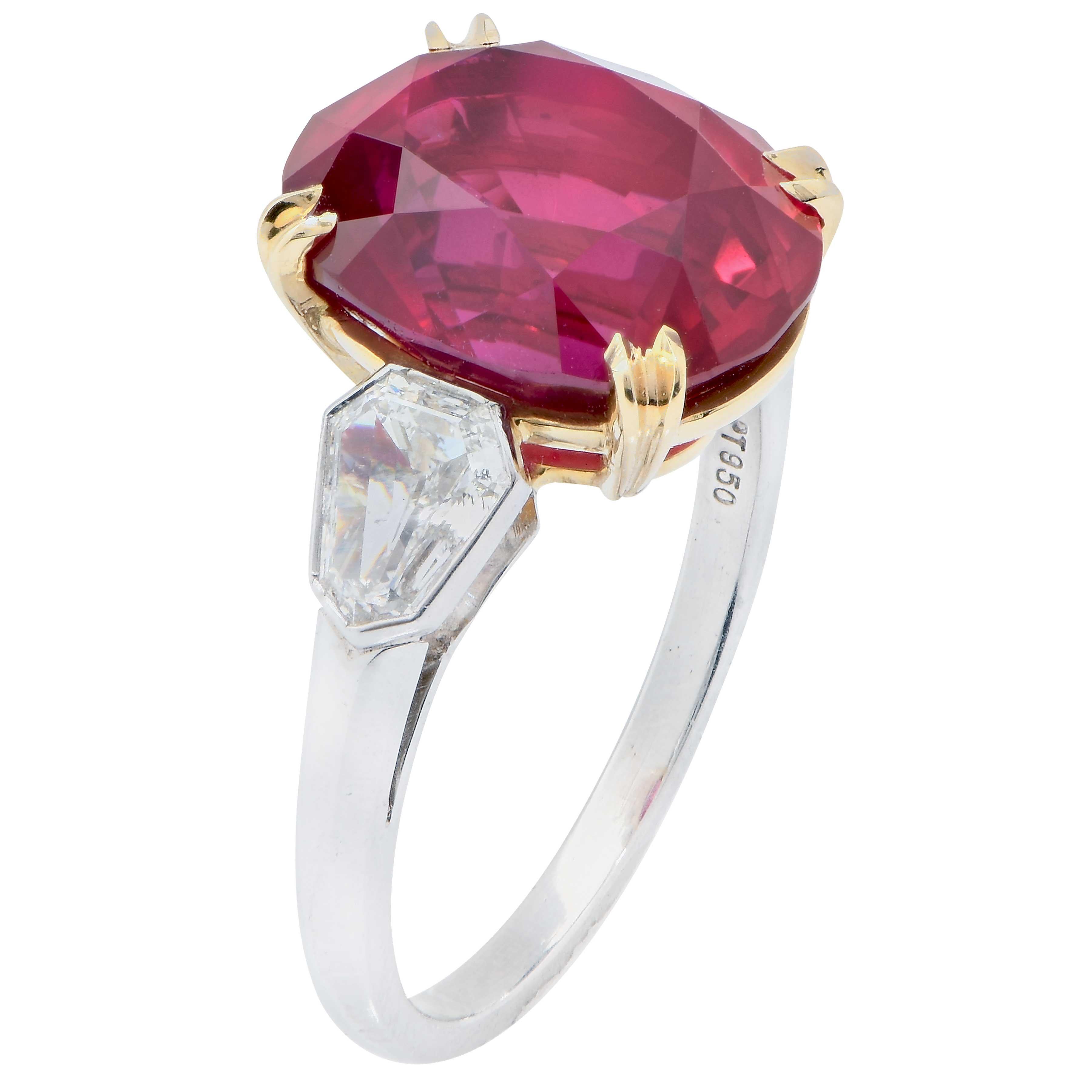 En vente :  Rare bague Gubelin Crimson rouge du Mozambique avec diamants et rubis de 7,47 carats 7