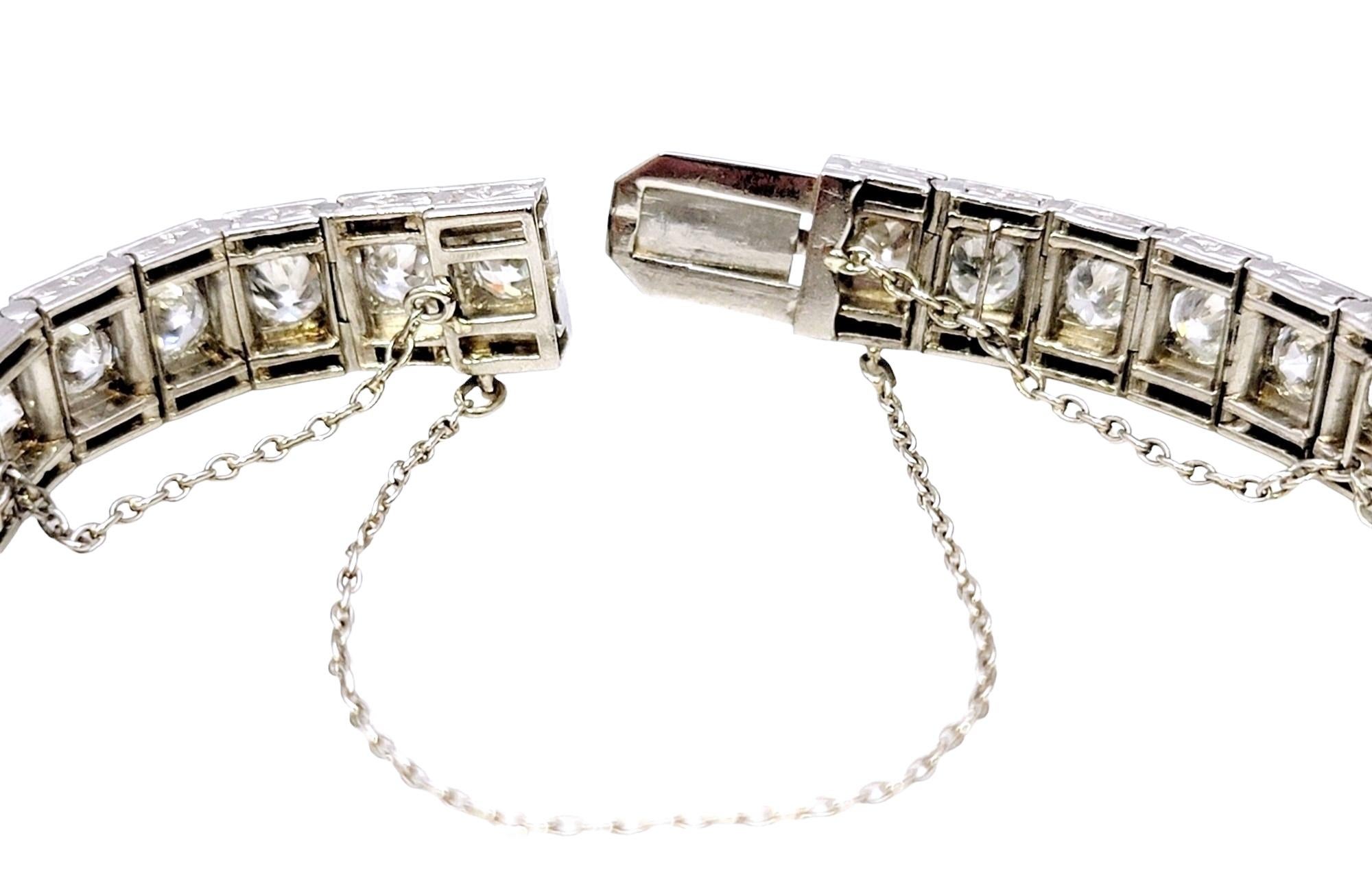 7.47 Carat Total Art Deco Early Modern Brilliant Diamond Platinum Line Bracelet  5