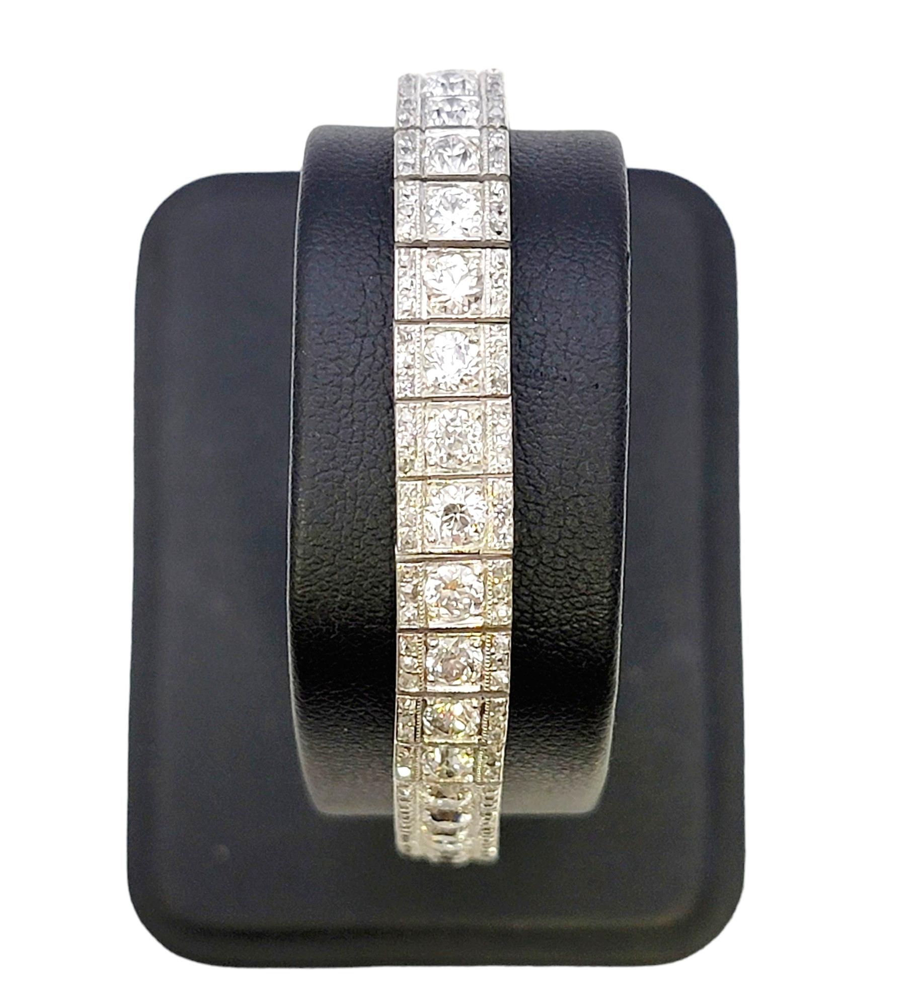 7.47 Carat Total Art Deco Early Modern Brilliant Diamond Platinum Line Bracelet  8