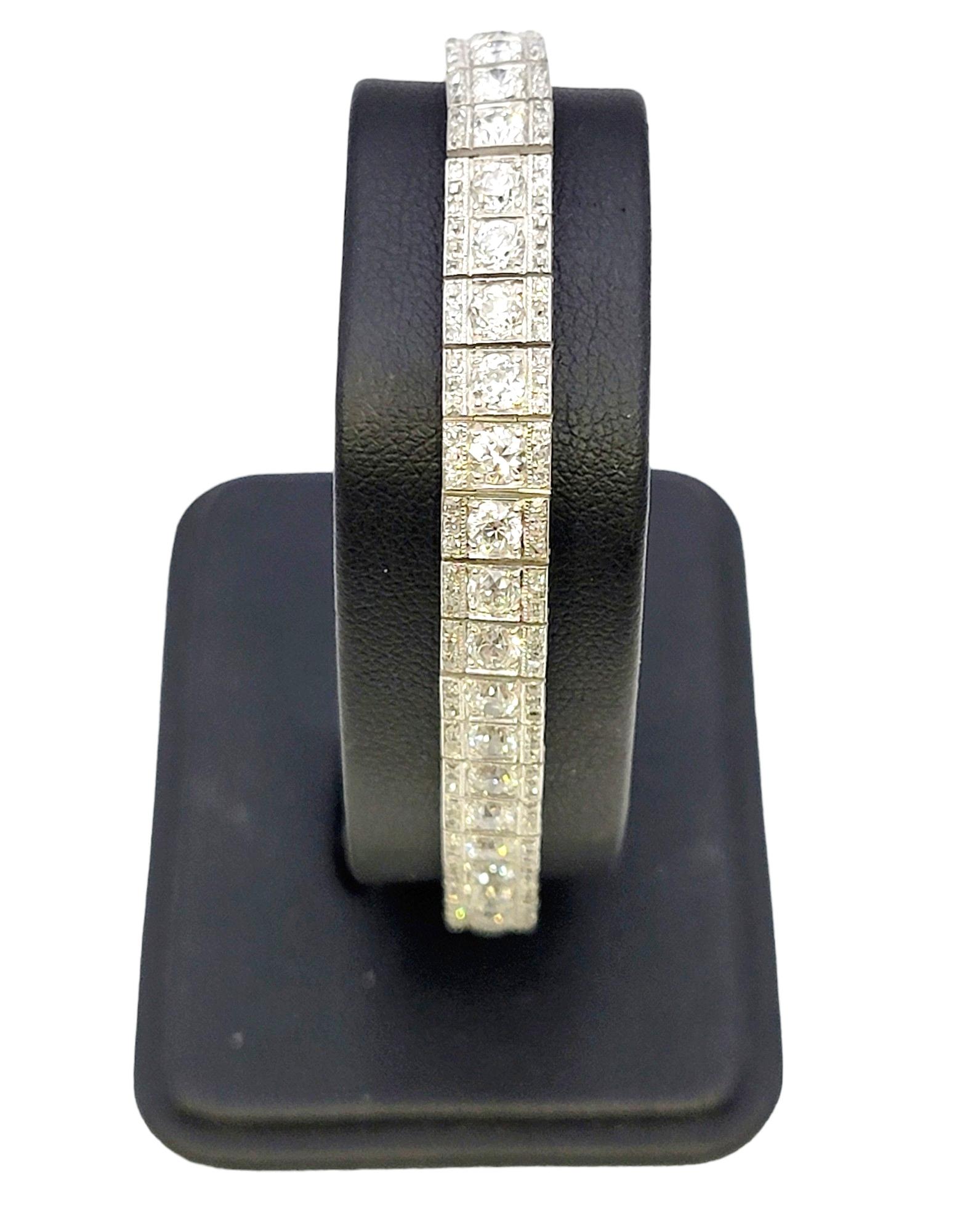 7.47 Carat Total Art Deco Early Modern Brilliant Diamond Platinum Line Bracelet  9