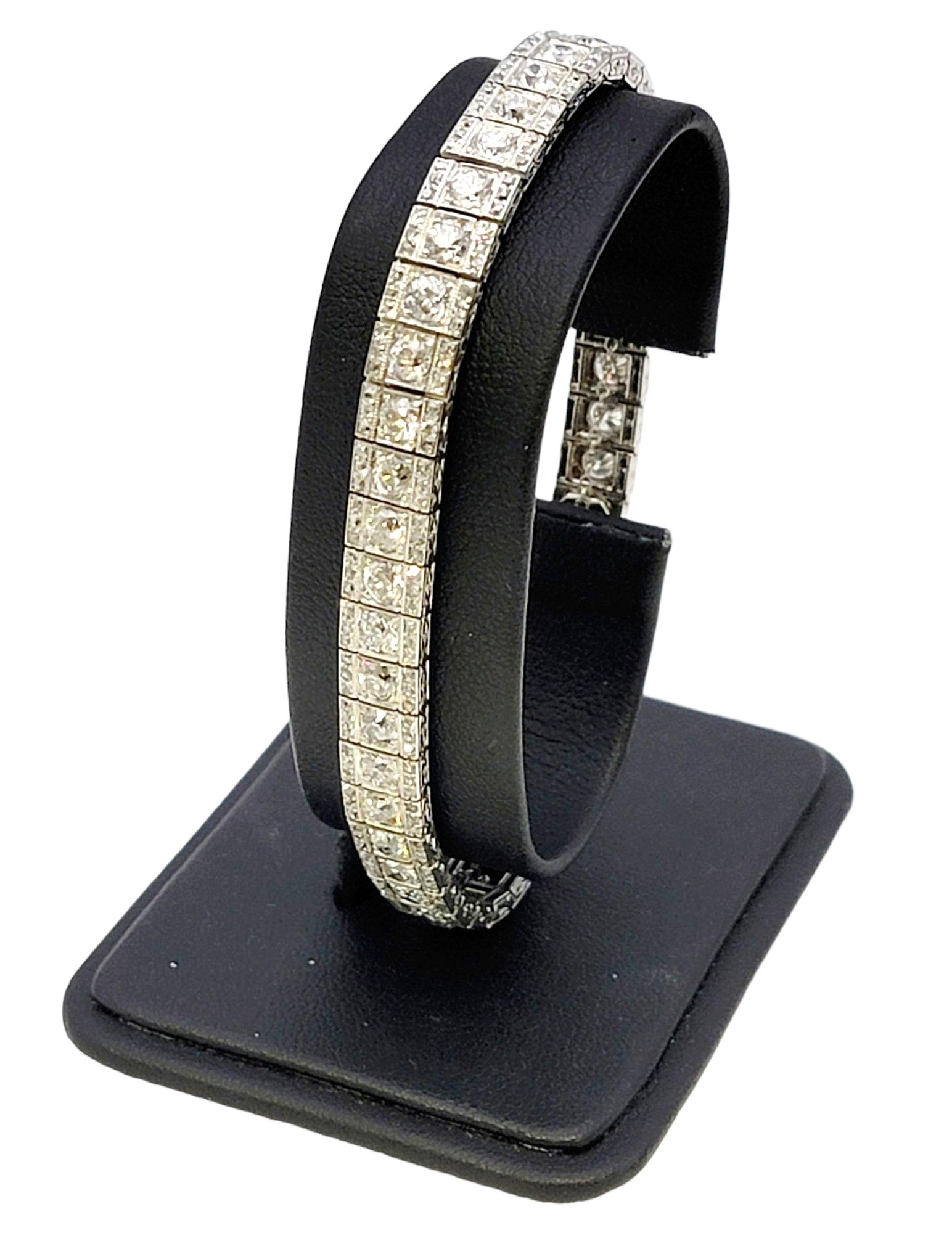 7.47 Carat Total Art Deco Early Modern Brilliant Diamond Platinum Line Bracelet  10