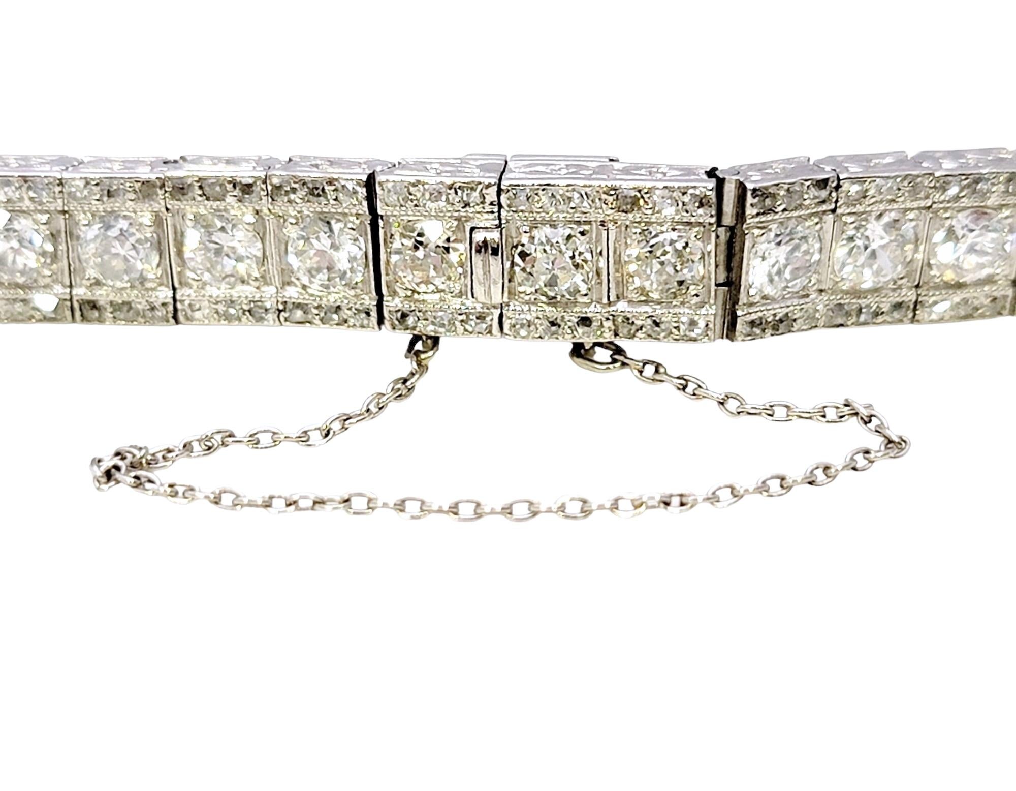 7.47 Carat Total Art Deco Early Modern Brilliant Diamond Platinum Line Bracelet  3