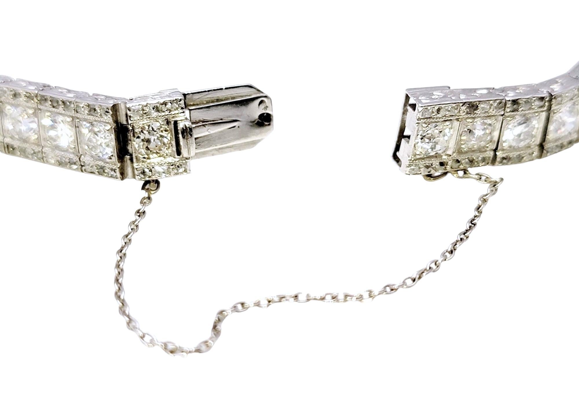 7.47 Carat Total Art Deco Early Modern Brilliant Diamond Platinum Line Bracelet  4