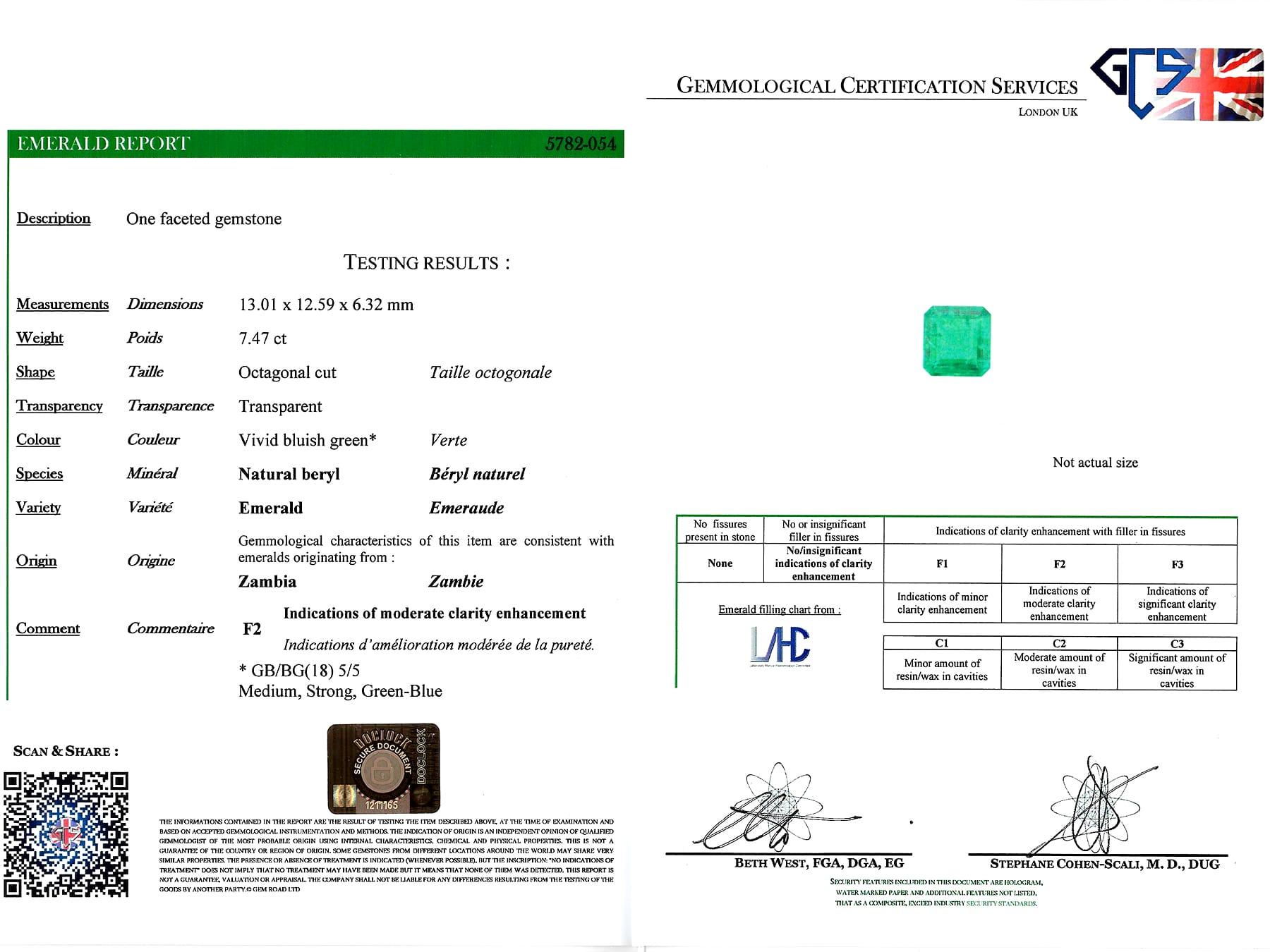 7,47 Karat sambischer Smaragd und 14,50 Karat Diamant-Brosche / Anhänger im Angebot 10