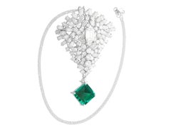 7.47 Carat Zambian Emerald and 14.50 Carat Diamond Brooch / Pendant