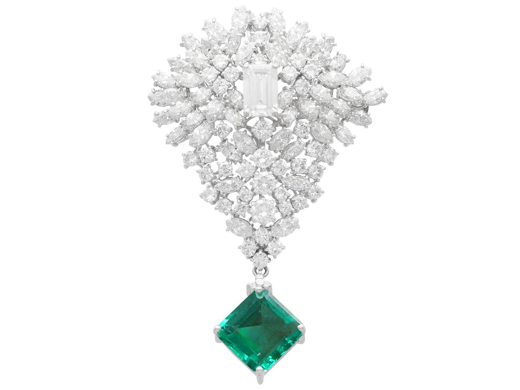 7,47 Karat sambischer Smaragd und 14,50 Karat Diamant-Brosche / Anhänger im Angebot 2